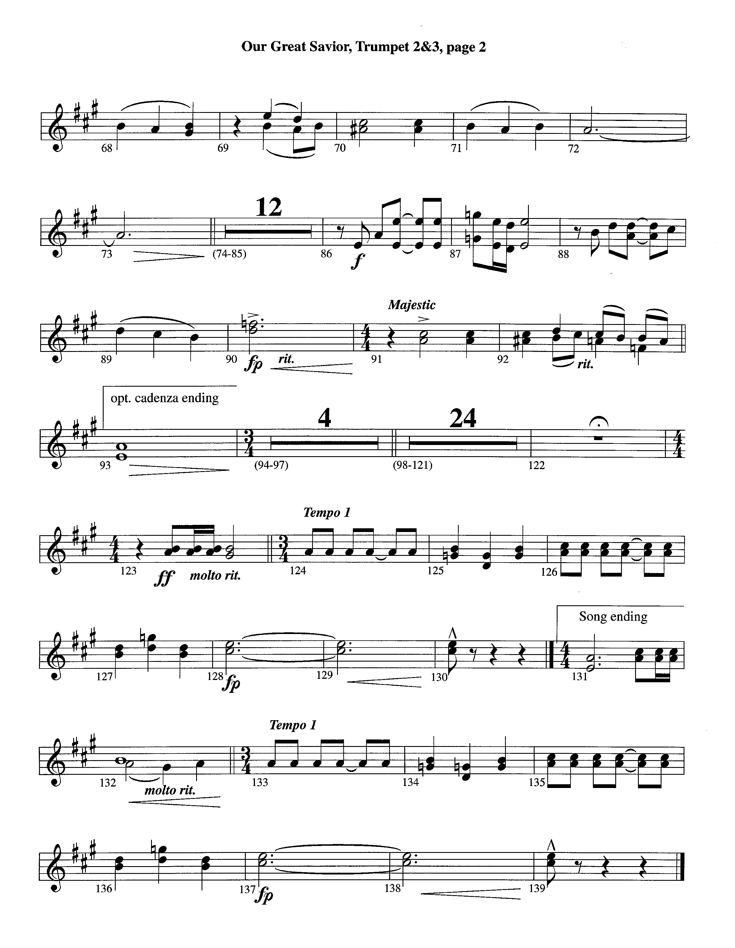 Our Great Savior (with Solo Violin) (Instrumental) Trumpet 2/3 (Lifeway Worship / Arr. Ed Dickinson)