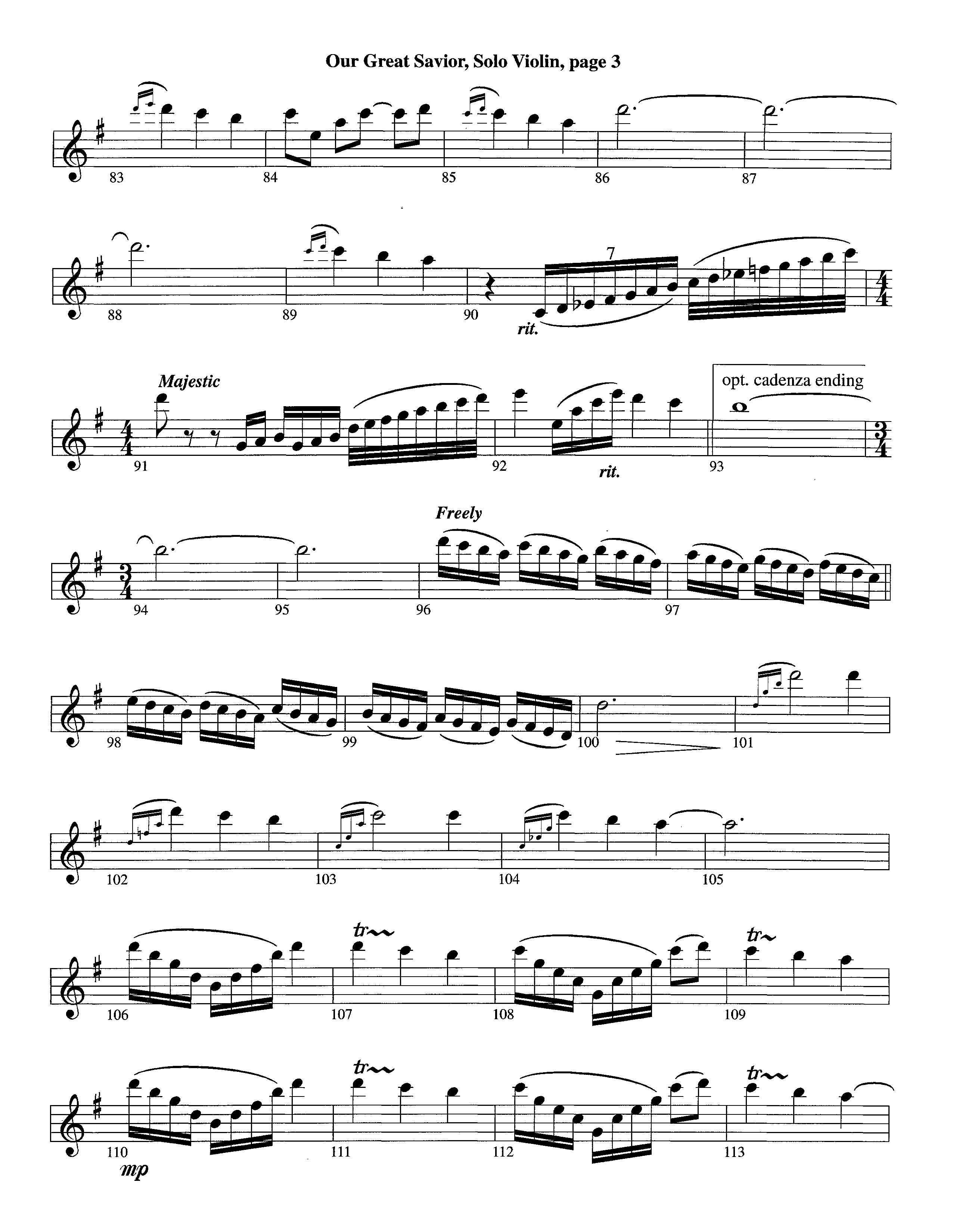 Our Great Savior (with Solo Violin) (Instrumental) Violin Solo (Lifeway Worship / Arr. Ed Dickinson)