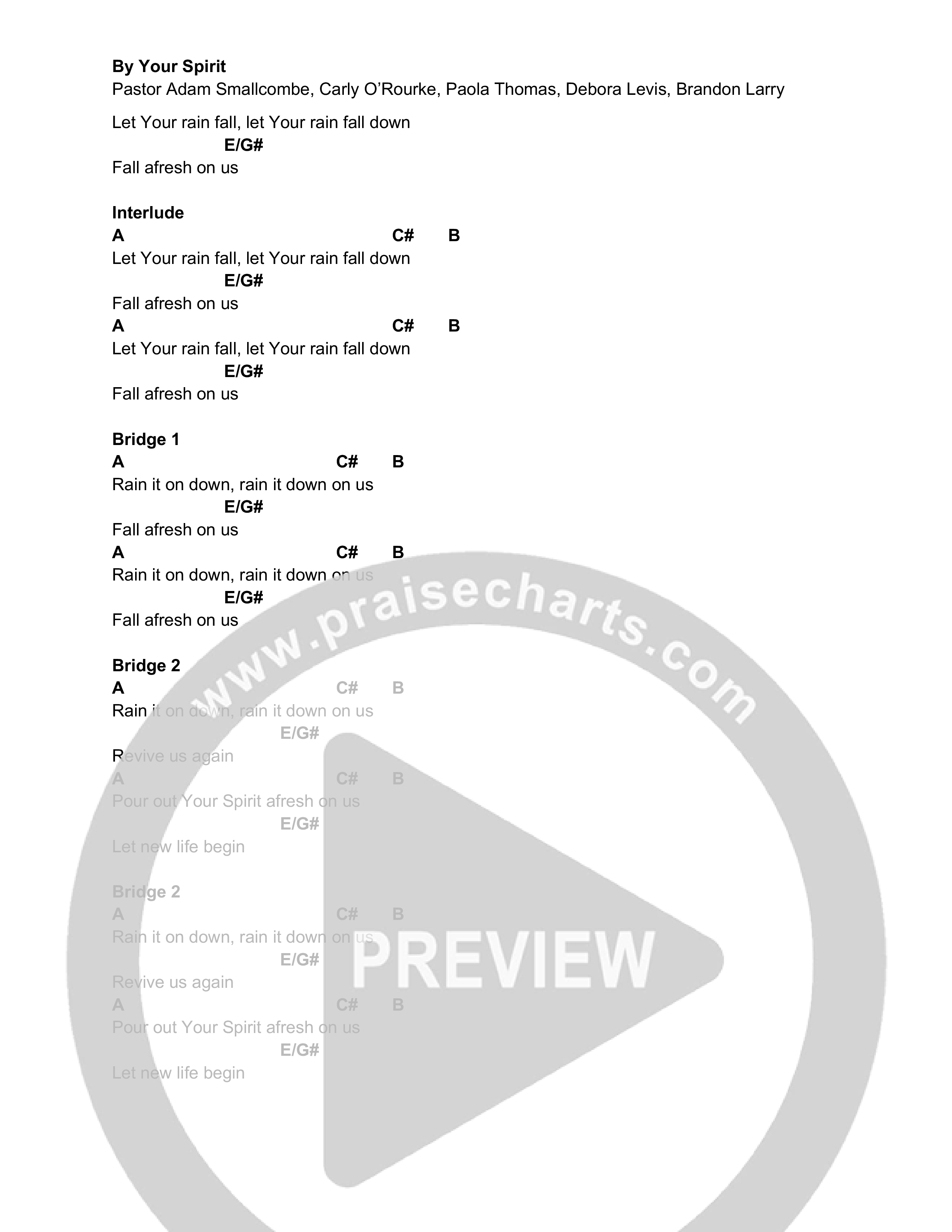 By Your Spirit (Live) Chord Chart (Vive Worship)