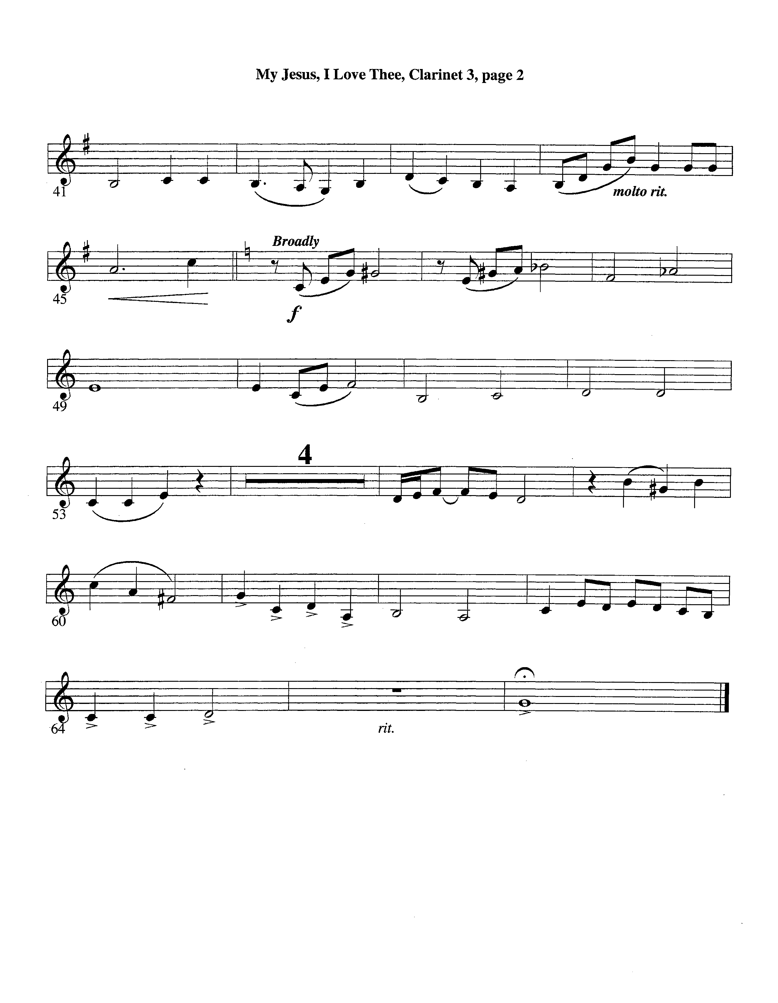 My Jesus I Love Thee (with Solo Trumpet) (Instrumental) Clarinet 3 (Lifeway Worship / Arr. Jeff Cranfill)