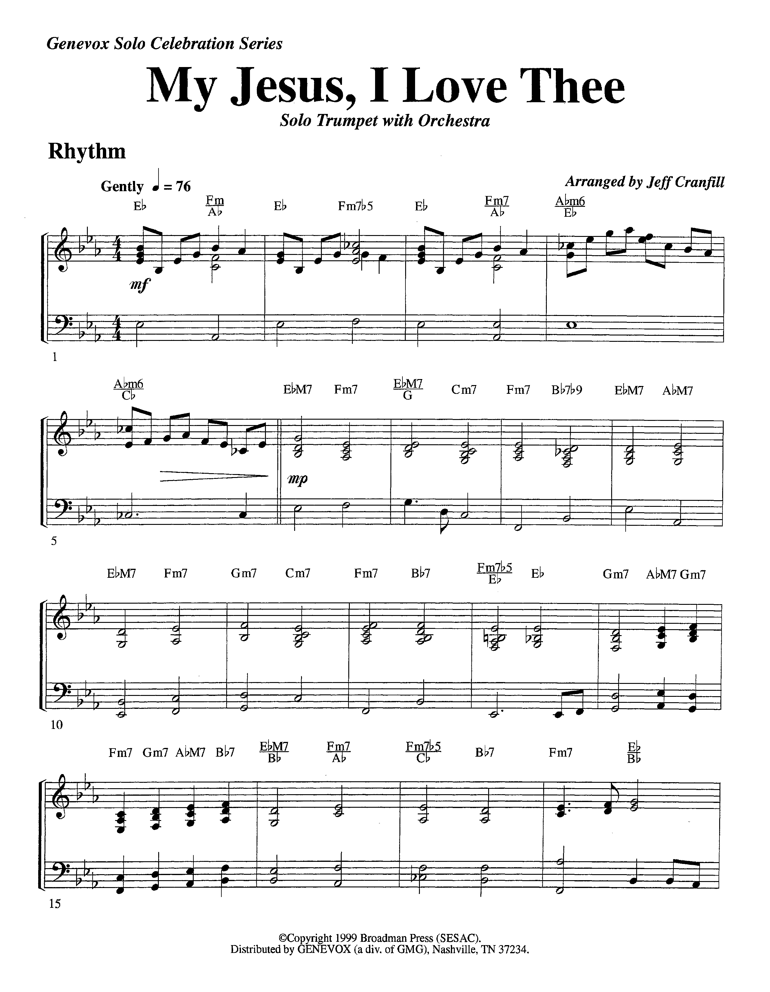 My Jesus I Love Thee (with Solo Trumpet) (Instrumental) Piano/Rhythm (Lifeway Worship / Arr. Jeff Cranfill)