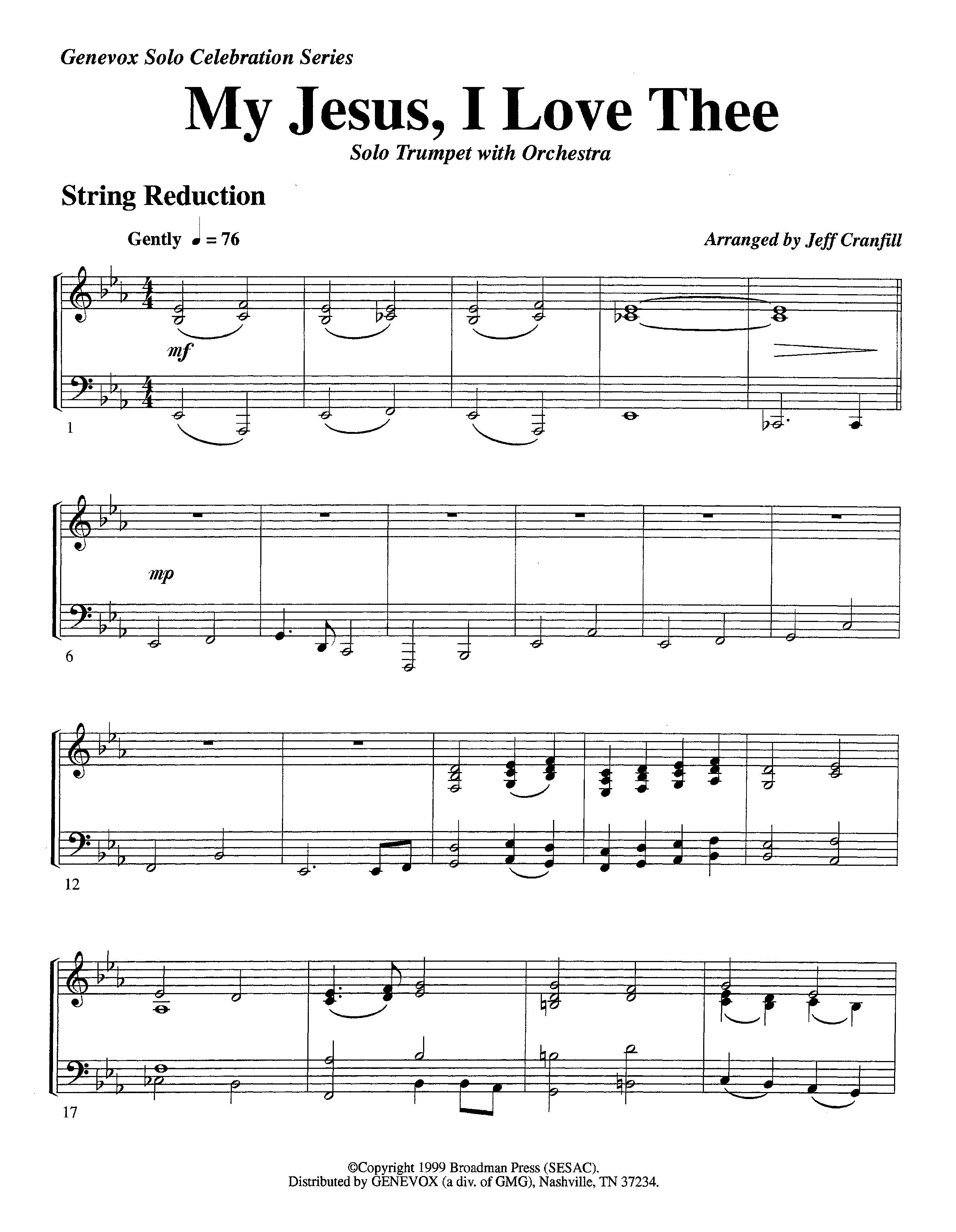 My Jesus I Love Thee (with Solo Trumpet) (Instrumental) String Reduction (Lifeway Worship / Arr. Jeff Cranfill)