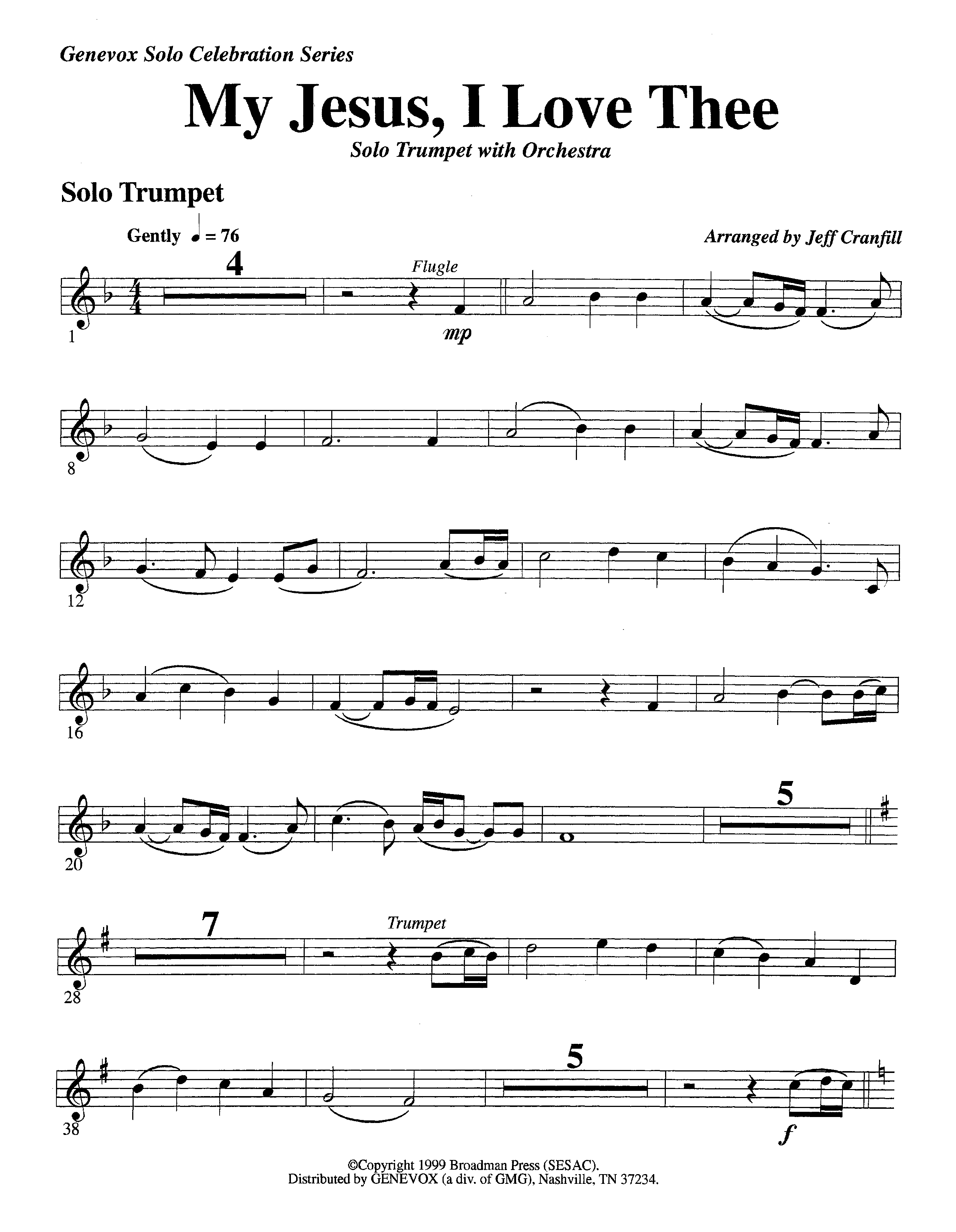 My Jesus I Love Thee (with Solo Trumpet) (Instrumental) Trumpet (Lifeway Worship / Arr. Jeff Cranfill)