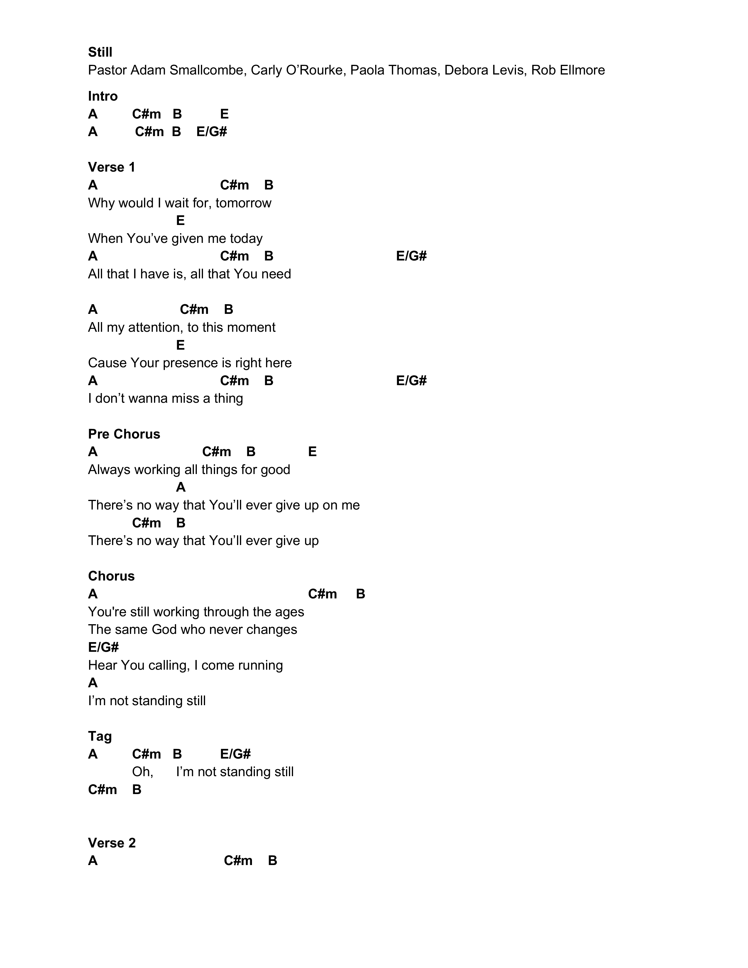Still (Live) Chord Chart (Vive Worship)
