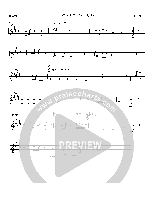 I Worship You Almighty God Bari Sax (Alleluia Worship Band)