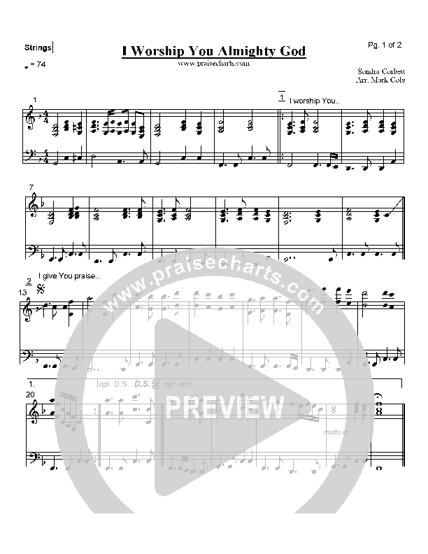 I Worship You Almighty God Strings (Alleluia Worship Band)