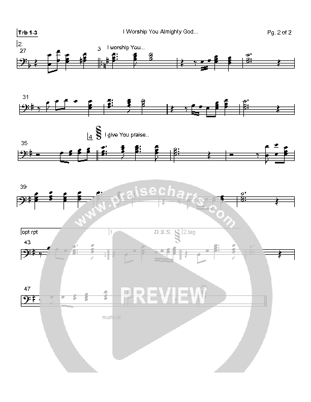 I Worship You Almighty God Trombone 1/2/3 (Alleluia Worship Band)