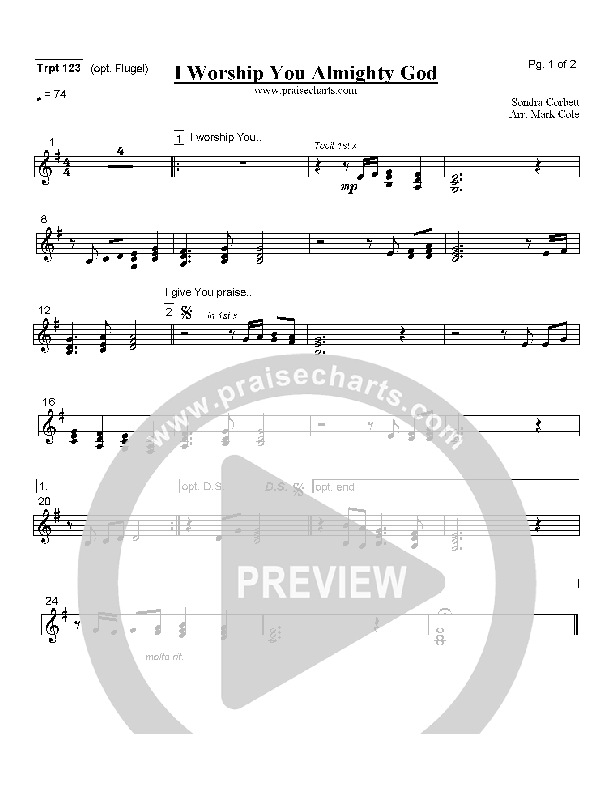 I Worship You Almighty God Trumpet 1/2/3 (Alleluia Worship Band)