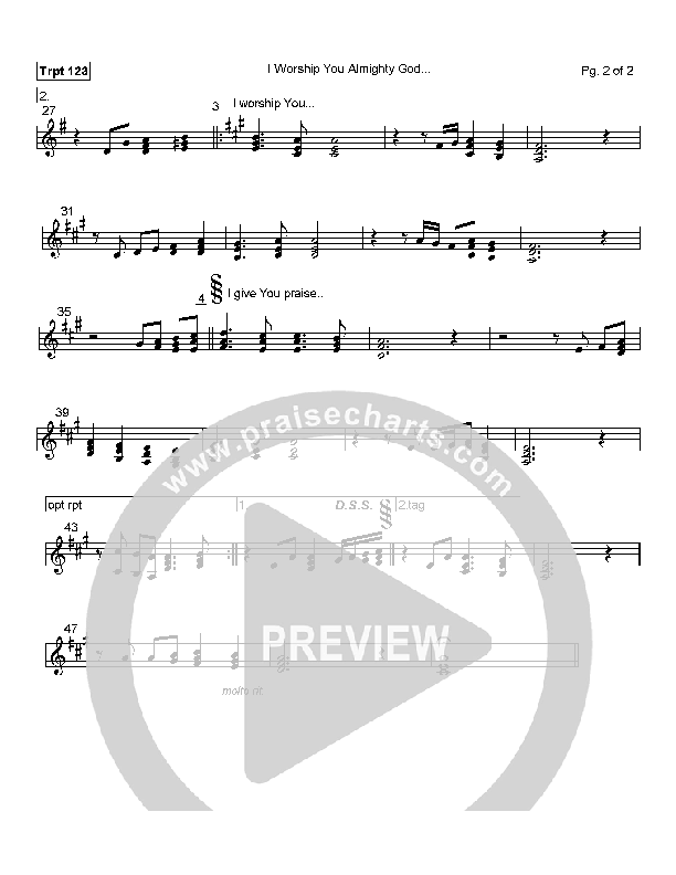 I Worship You Almighty God Trumpet 1/2/3 (Alleluia Worship Band)