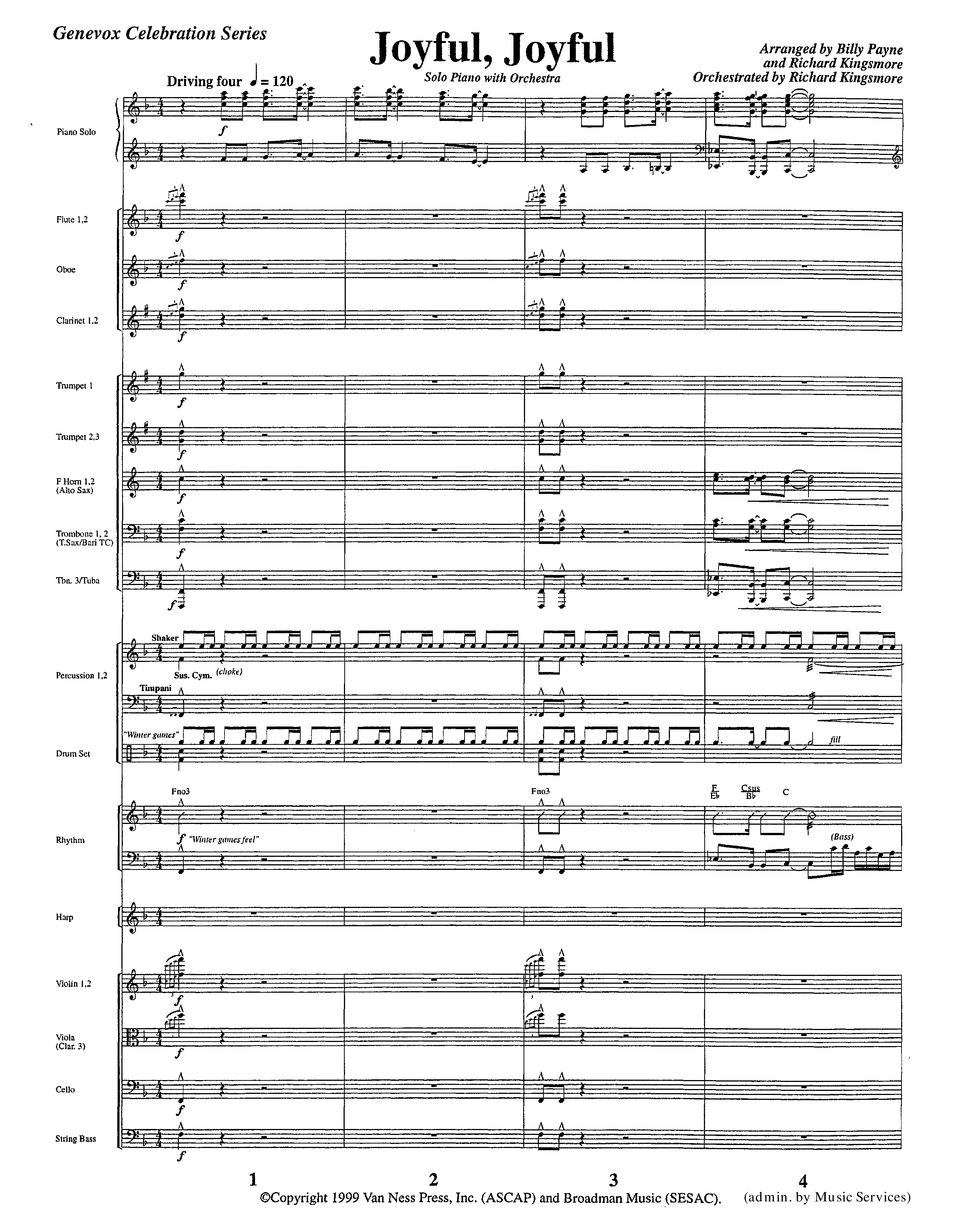 Joyful Joyful We Adore Thee (with Solo Piano) (Instrumental) Conductor's Score (Lifeway Worship / Arr. Billy Payne / Arr. Richard Kingsmore / Orch. Richard Kingsmore)
