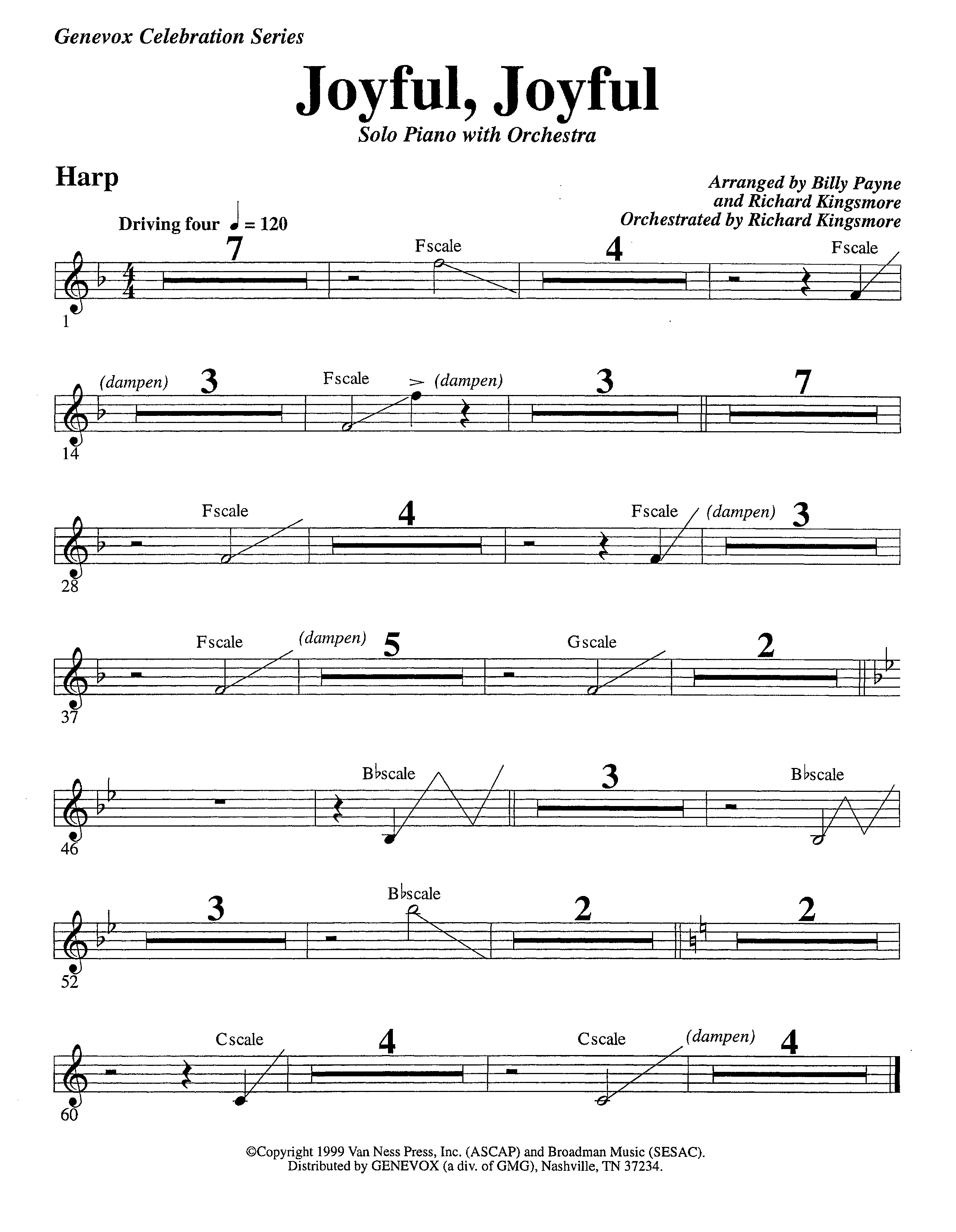 Joyful Joyful We Adore Thee&nbsp;(with Solo&nbsp;Piano) (Instrumental) Harp (Lifeway Worship / Arr. Billy Payne / Arr. Richard Kingsmore / Orch. Richard Kingsmore)