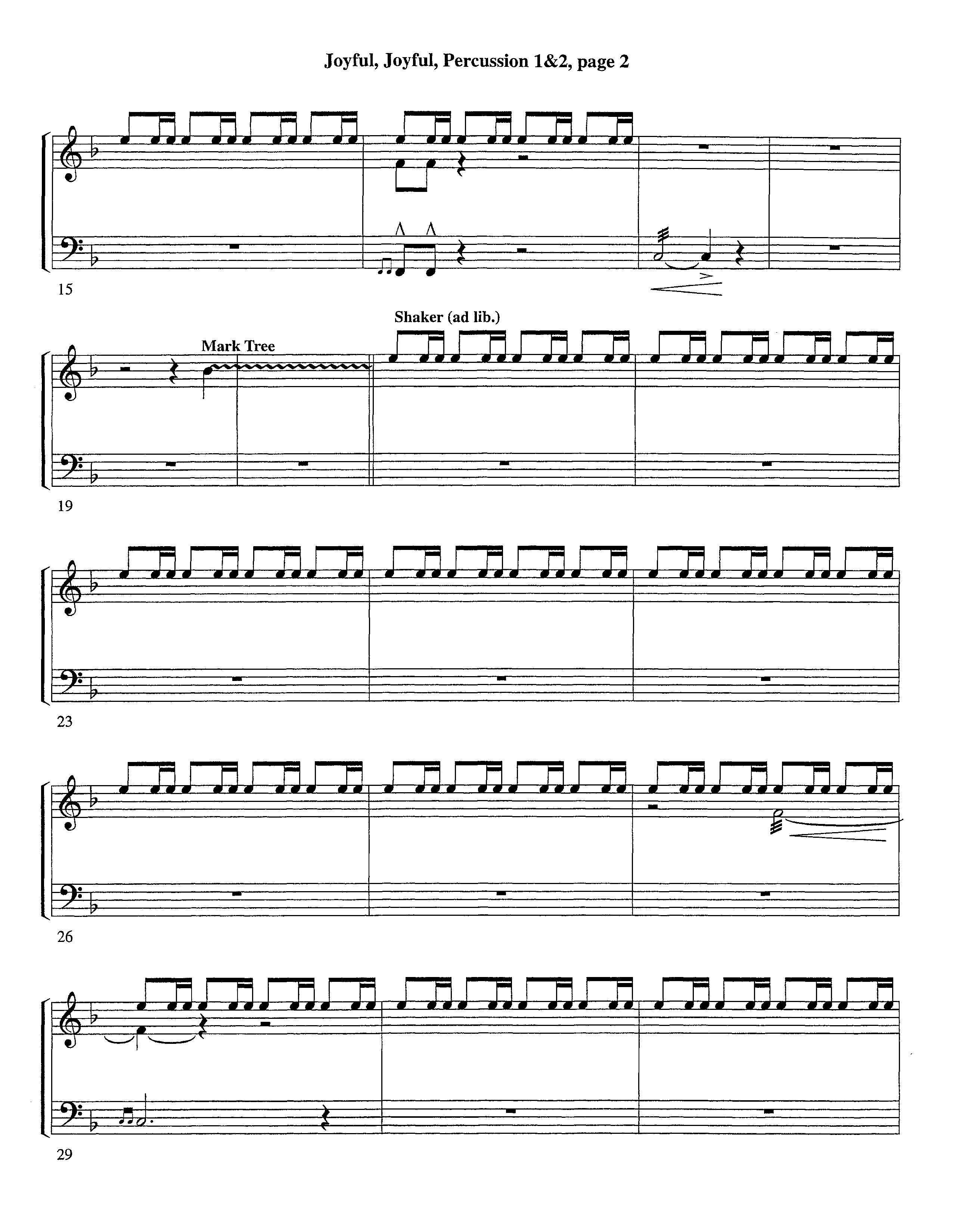 Joyful Joyful We Adore Thee (with Solo Piano) (Instrumental) Percussion 1/2 (Lifeway Worship / Arr. Billy Payne / Arr. Richard Kingsmore / Orch. Richard Kingsmore)