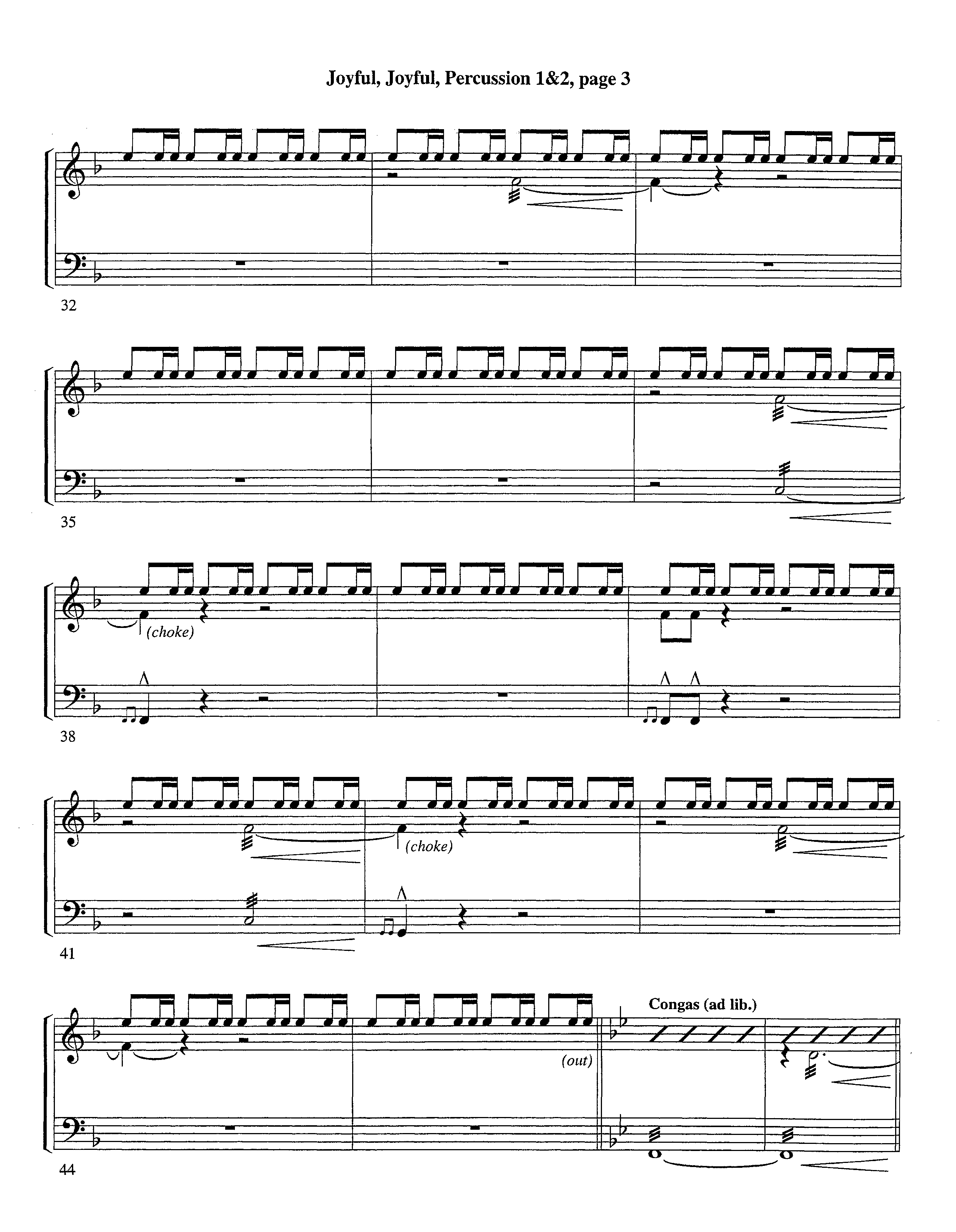 Joyful Joyful We Adore Thee (with Solo Piano) (Instrumental) Percussion 1/2 (Lifeway Worship / Arr. Billy Payne / Arr. Richard Kingsmore / Orch. Richard Kingsmore)