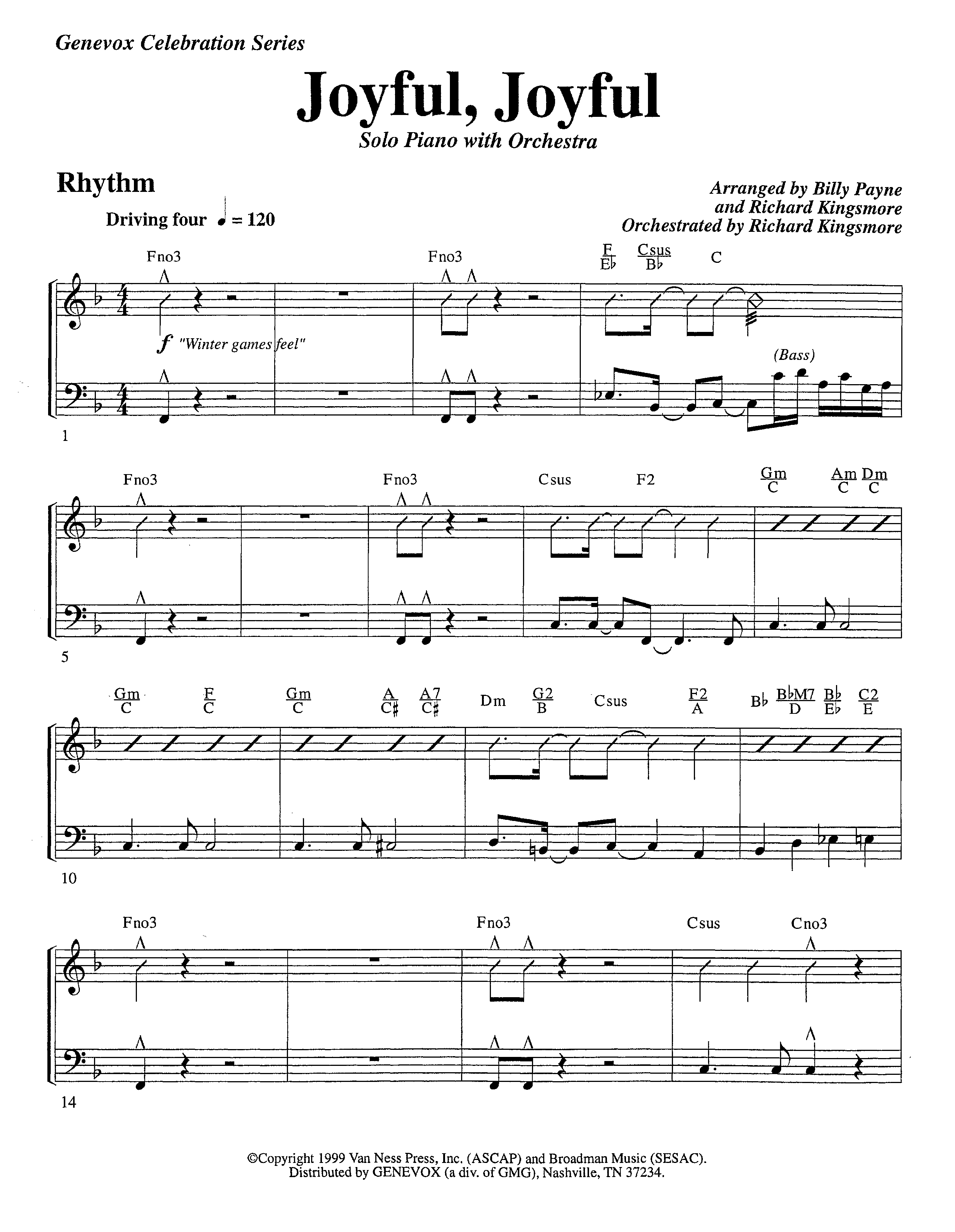 Joyful Joyful We Adore Thee&nbsp;(with Solo&nbsp;Piano) (Instrumental) Piano/Rhythm (Lifeway Worship / Arr. Billy Payne / Arr. Richard Kingsmore / Orch. Richard Kingsmore)