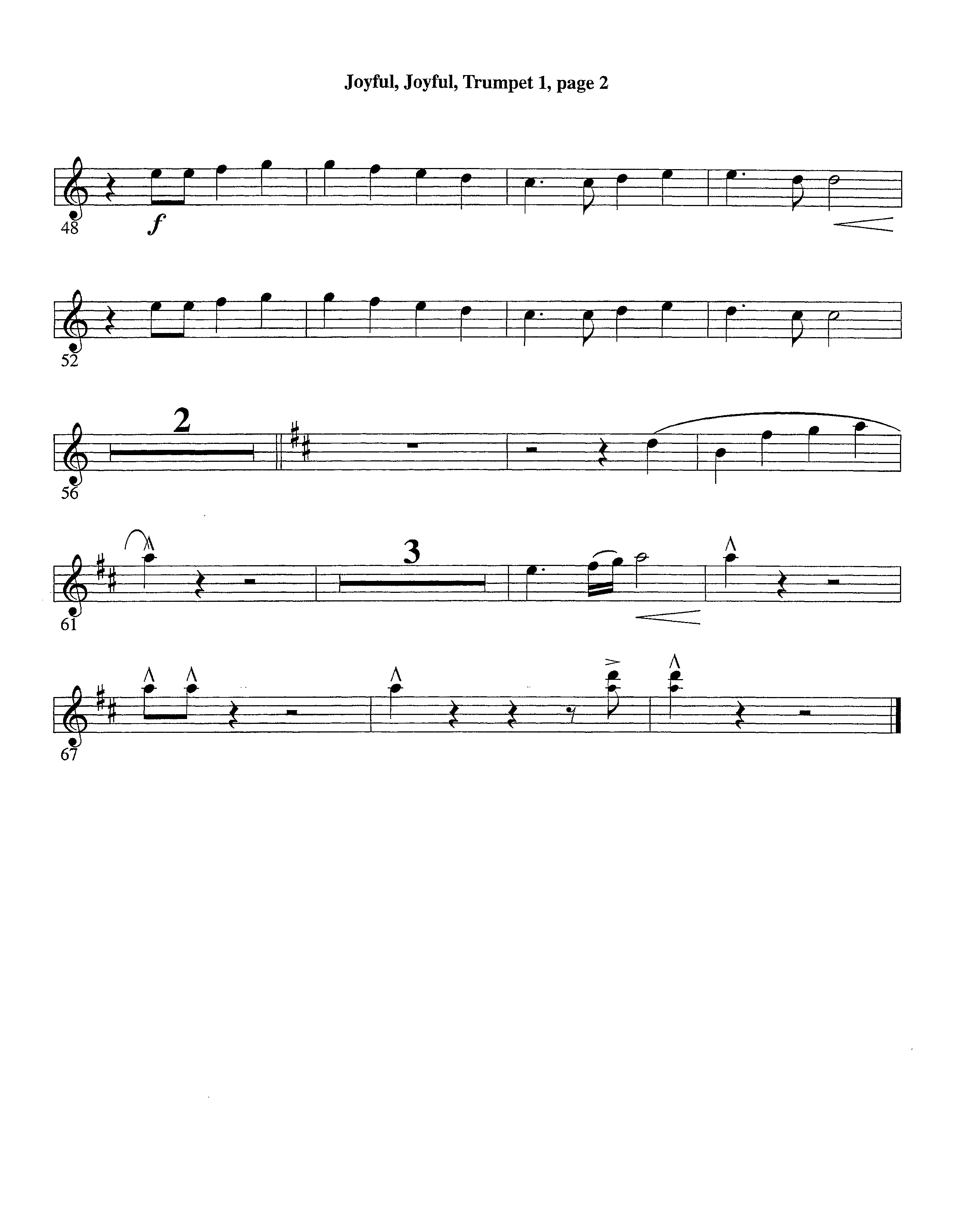 Joyful Joyful We Adore Thee (with Solo Piano) (Instrumental) Trumpet 1 (Lifeway Worship / Arr. Billy Payne / Arr. Richard Kingsmore / Orch. Richard Kingsmore)
