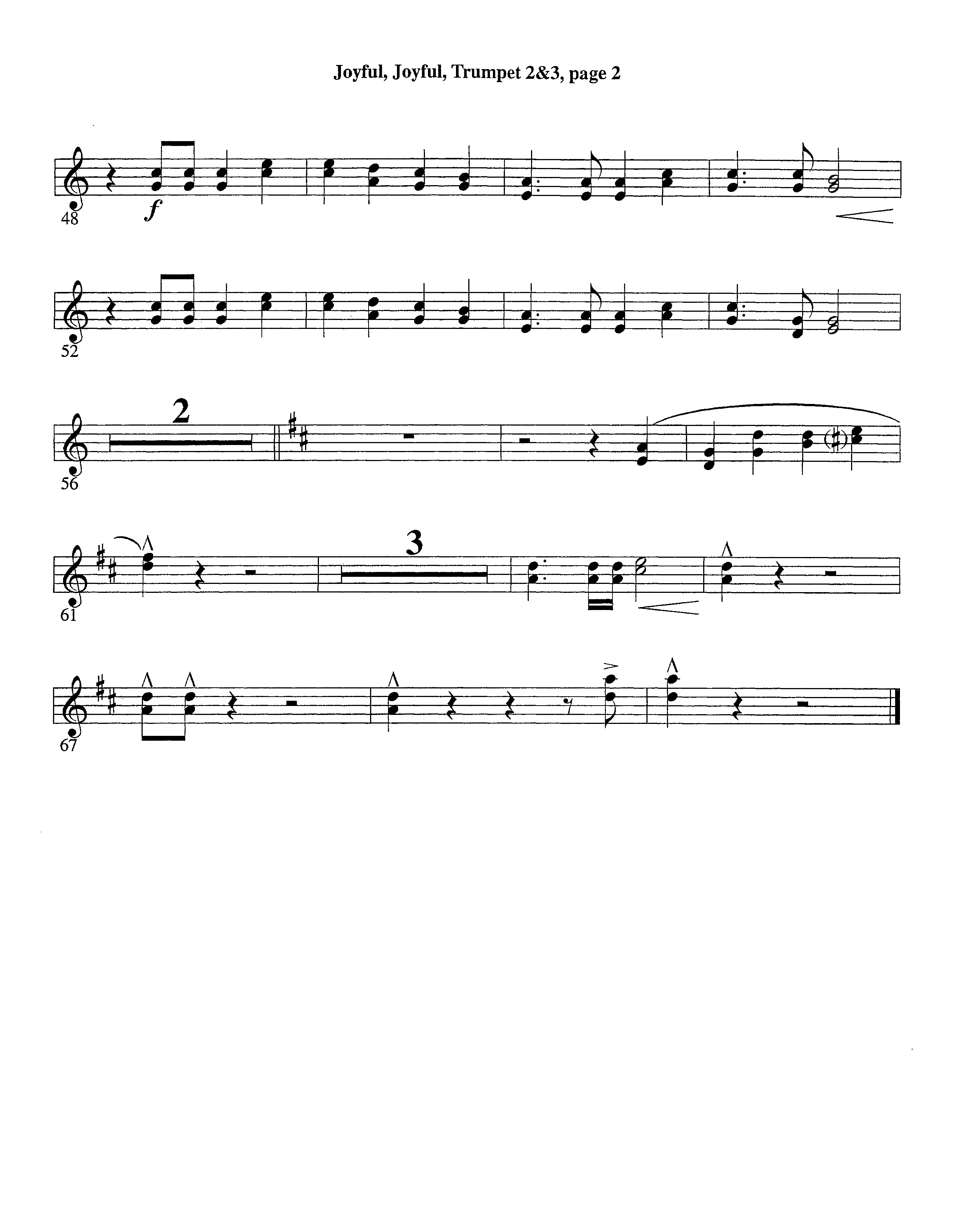 Joyful Joyful We Adore Thee (with Solo Piano) (Instrumental) Trumpet 2/3 (Lifeway Worship / Arr. Billy Payne / Arr. Richard Kingsmore / Orch. Richard Kingsmore)
