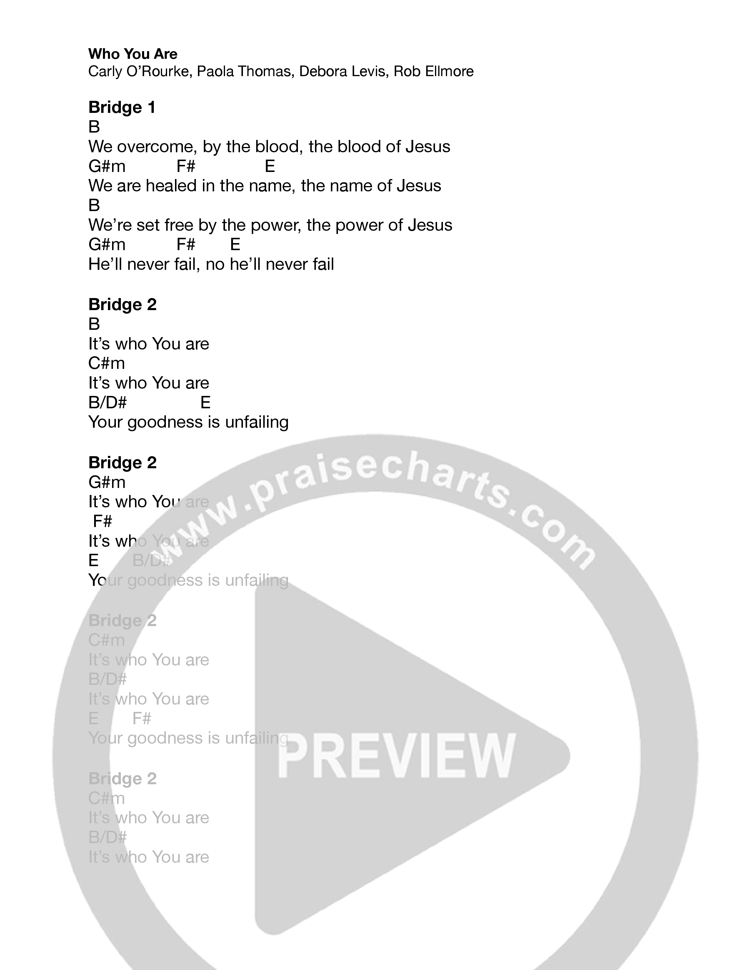 Who You Are (Live) Chord Chart (Vive Worship)