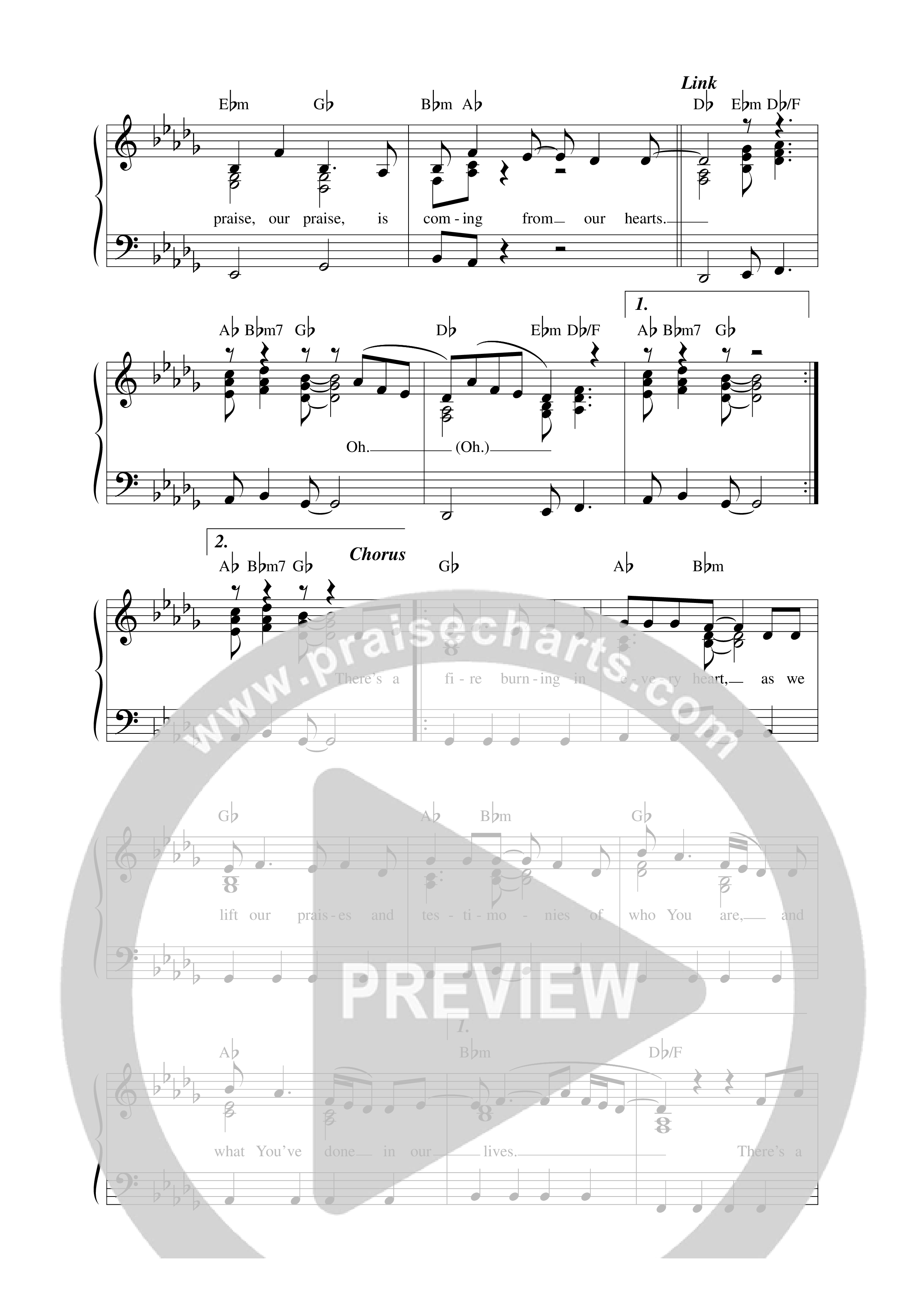 There's A Fire (Live) Lead Sheet Melody (Sinach)