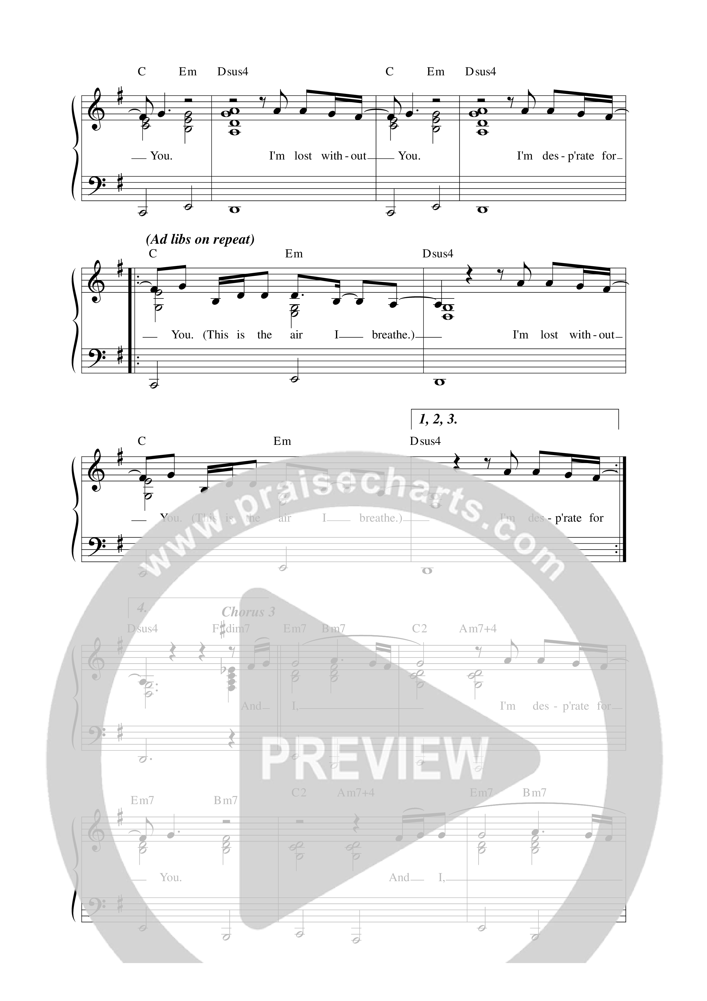 Breathe Lead Sheet Melody (Vineyard Worship)