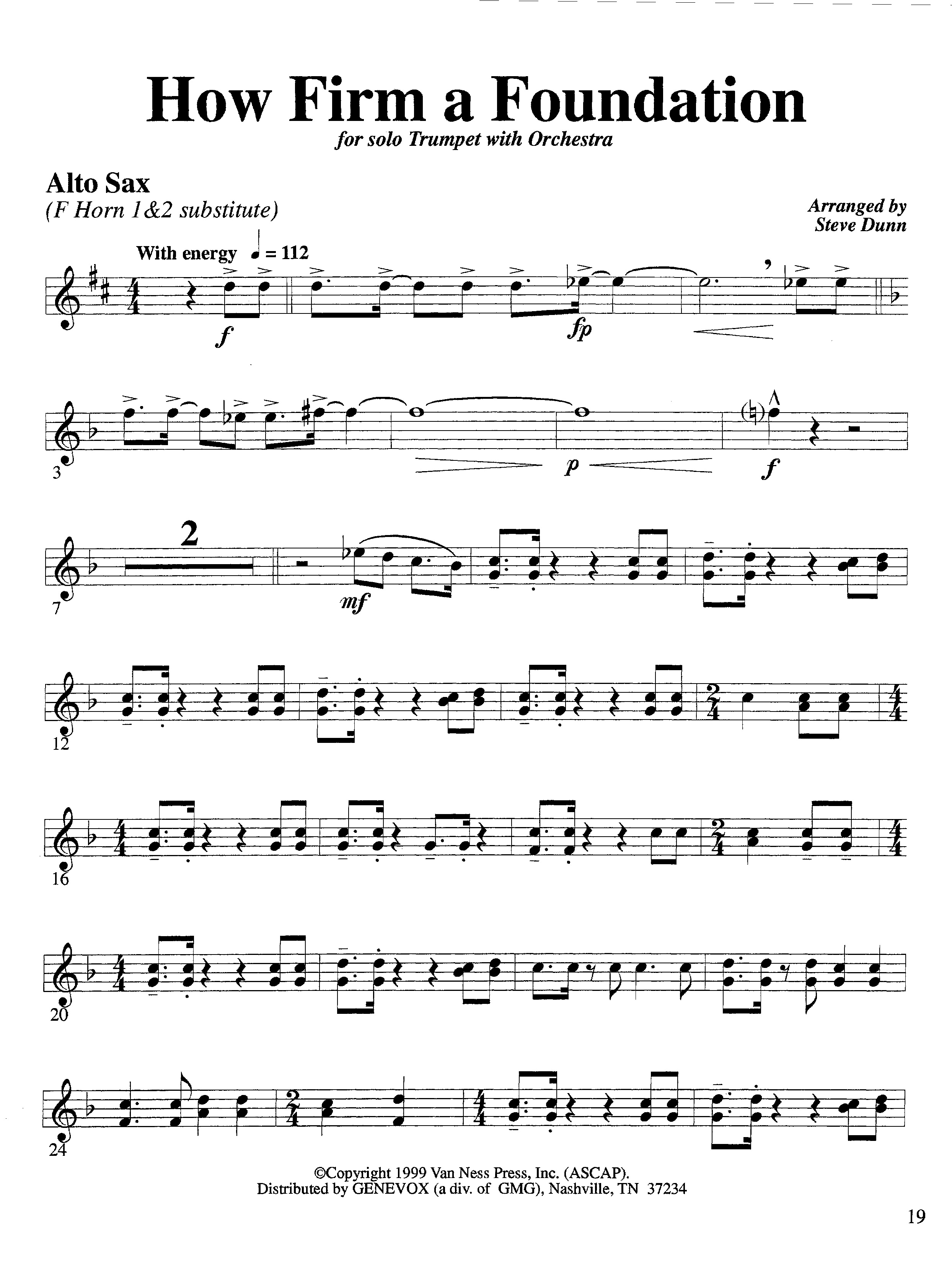 How Firm a Foundation (with Solo Trumpet) (Instrumental) Alto Sax (Lifeway Worship / Arr. Steve Dunn)