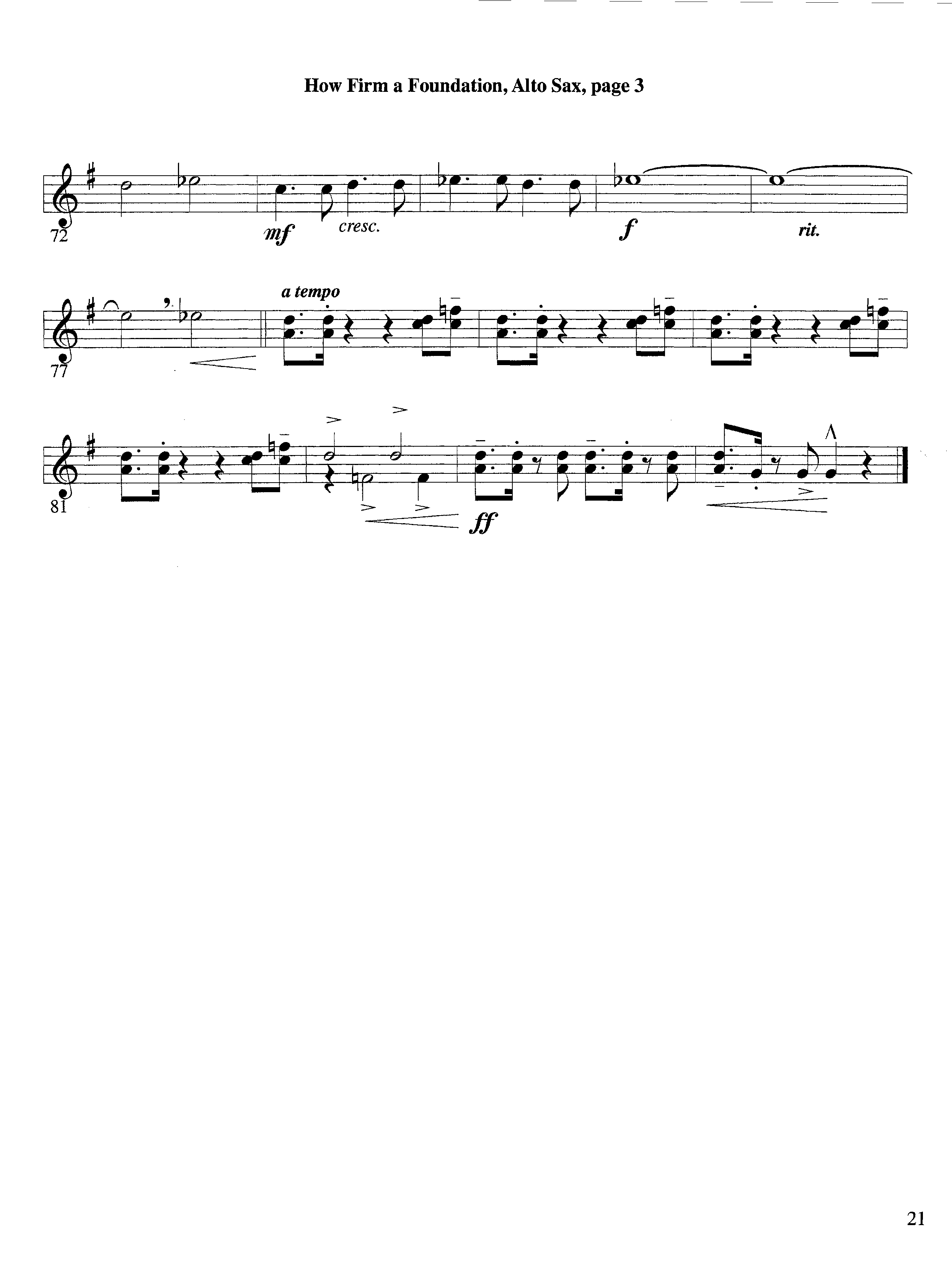 How Firm a Foundation (with Solo Trumpet) (Instrumental) Alto Sax (Lifeway Worship / Arr. Steve Dunn)