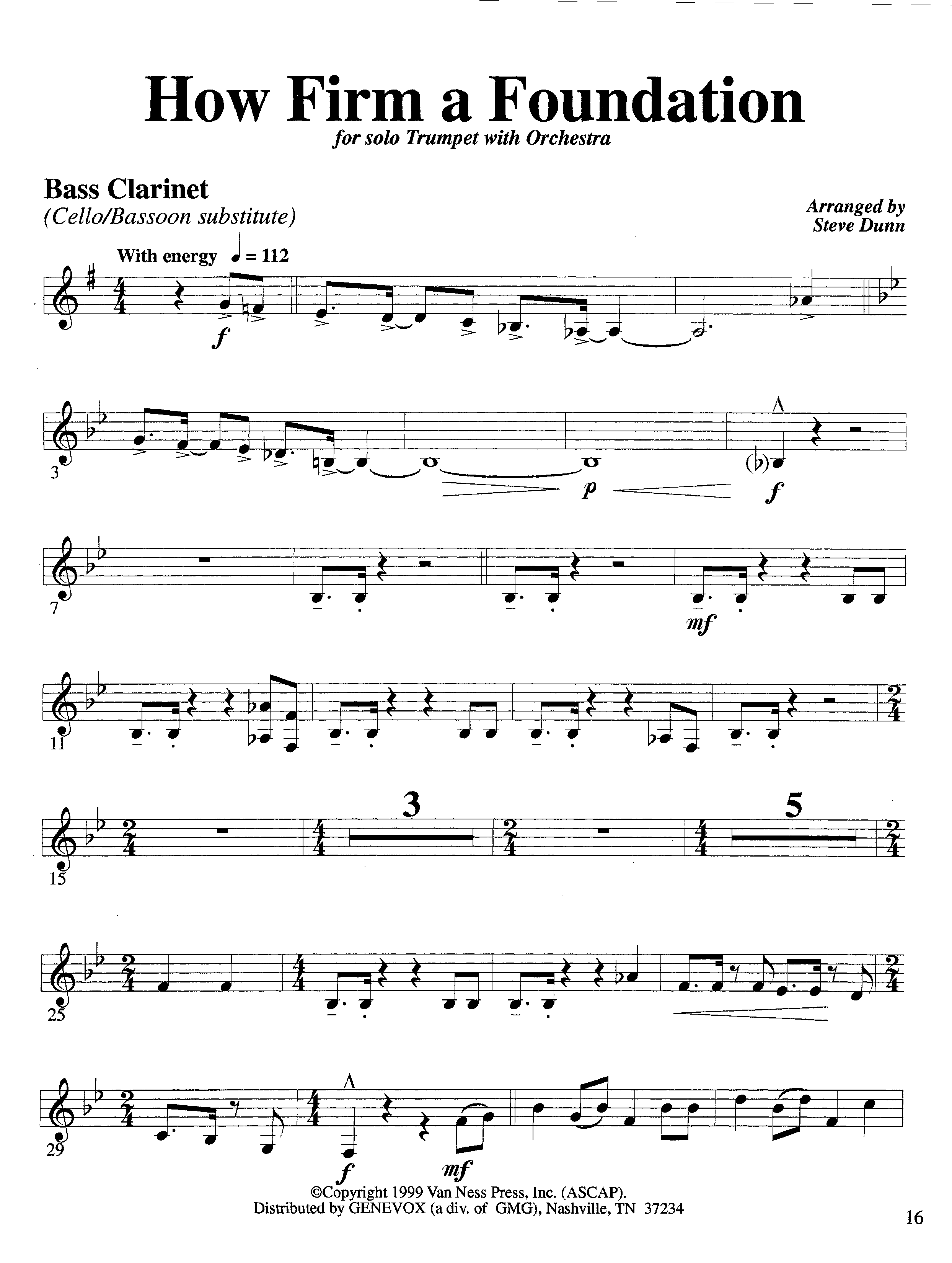How Firm a Foundation (with Solo Trumpet) (Instrumental) Bass Clarinet (Lifeway Worship / Arr. Steve Dunn)