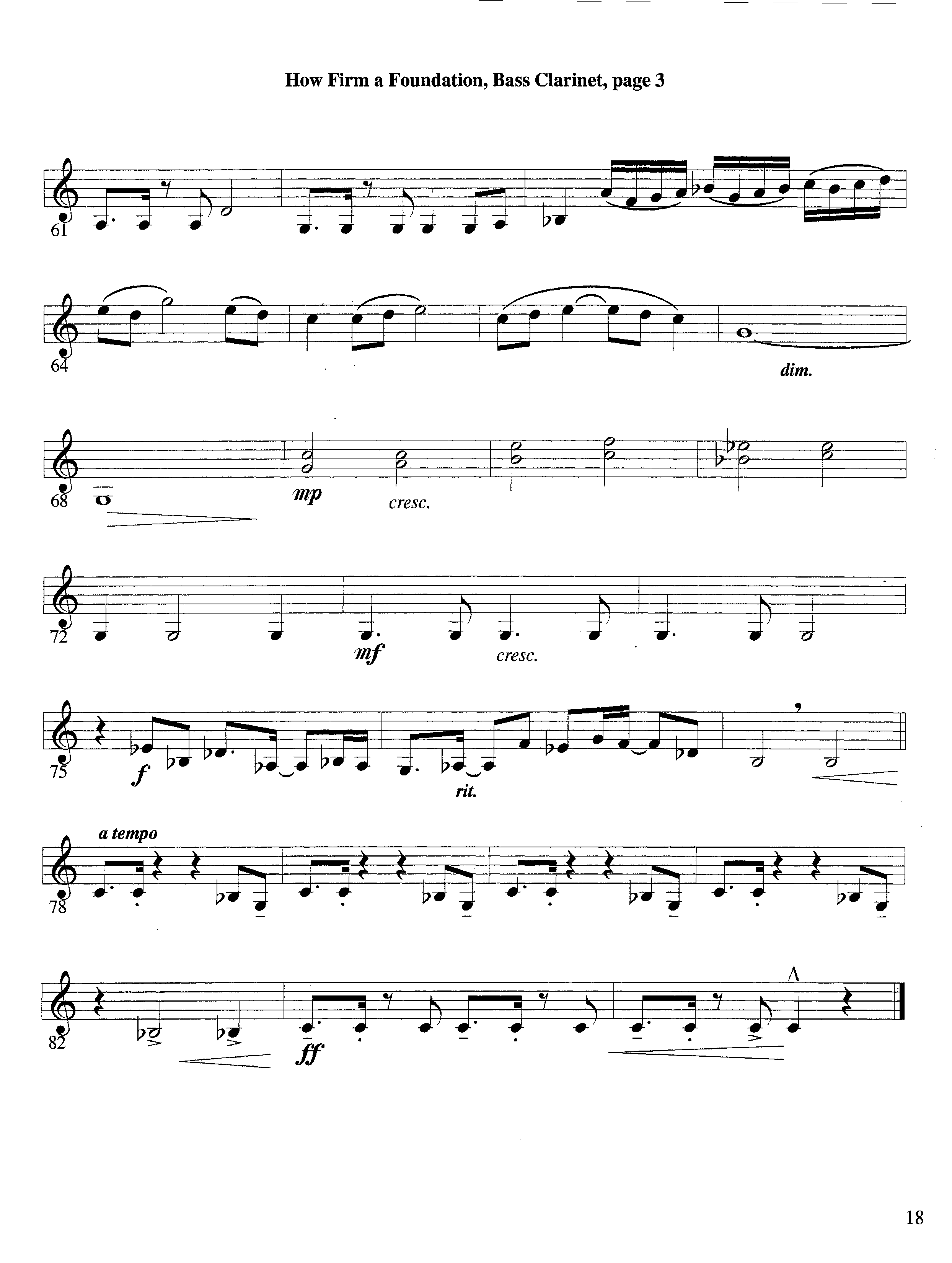 How Firm a Foundation (with Solo Trumpet) (Instrumental) Bass Clarinet (Lifeway Worship / Arr. Steve Dunn)