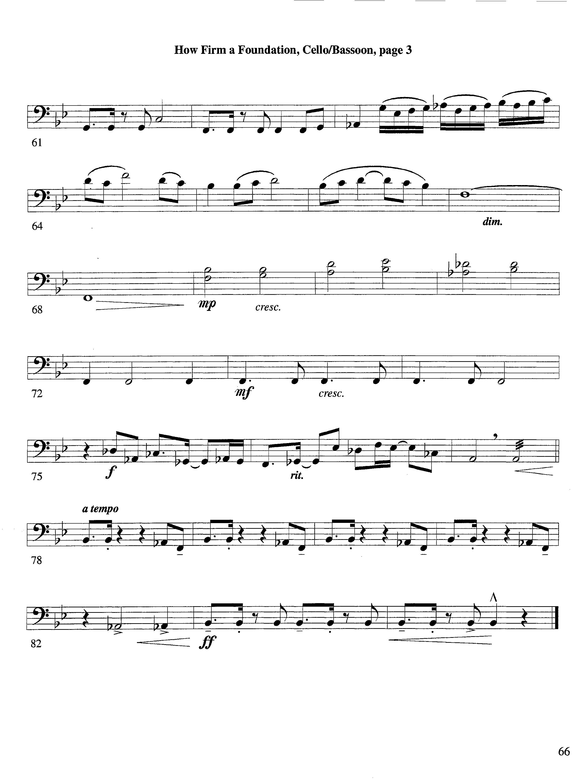 How Firm a Foundation (with Solo Trumpet) (Instrumental) Cello (Lifeway Worship / Arr. Steve Dunn)