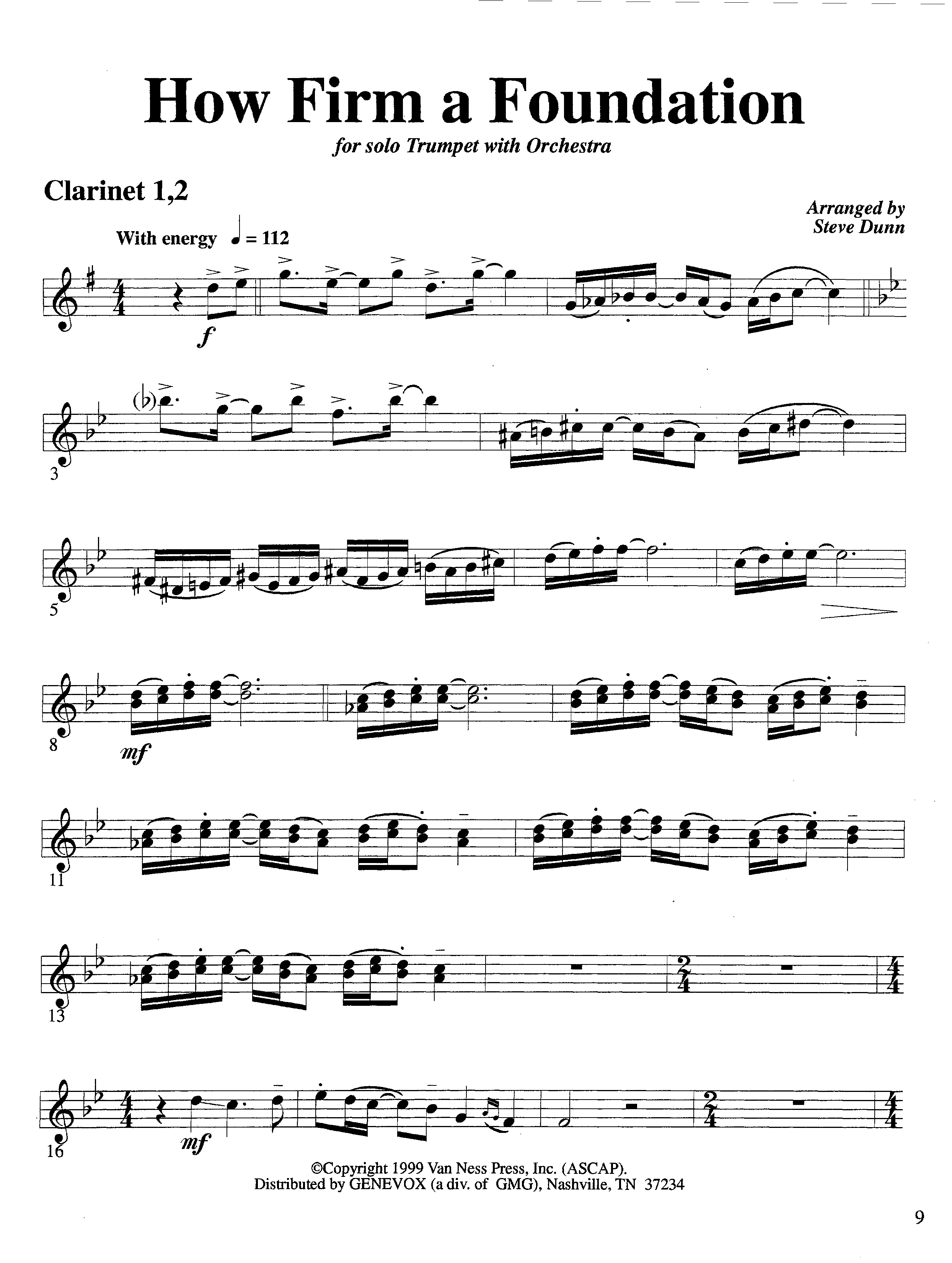 How Firm a Foundation (with Solo Trumpet) (Instrumental) Clarinet 1/2 (Lifeway Worship / Arr. Steve Dunn)