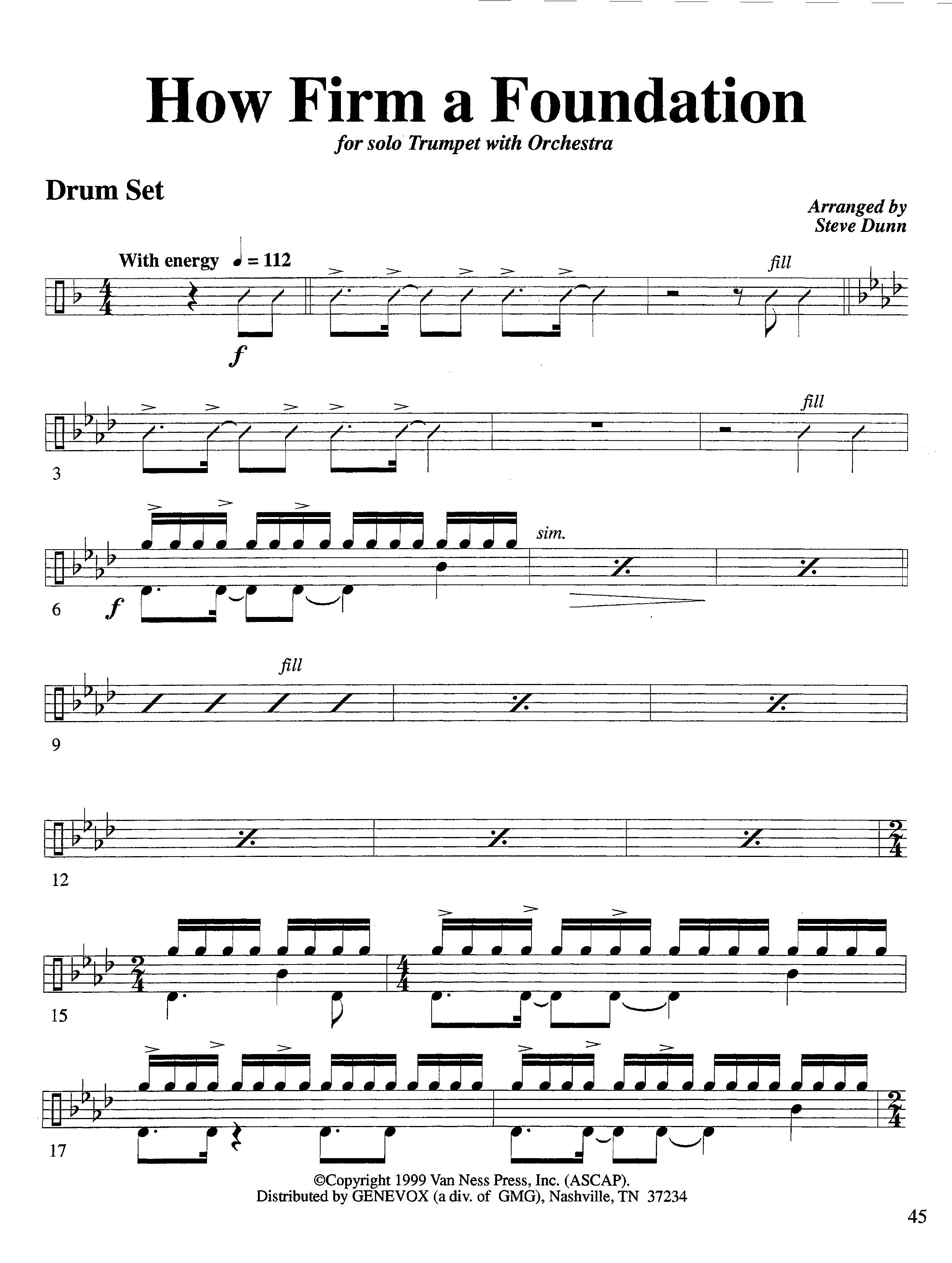 How Firm a Foundation (with Solo Trumpet) (Instrumental) Drum Set (Lifeway Worship / Arr. Steve Dunn)