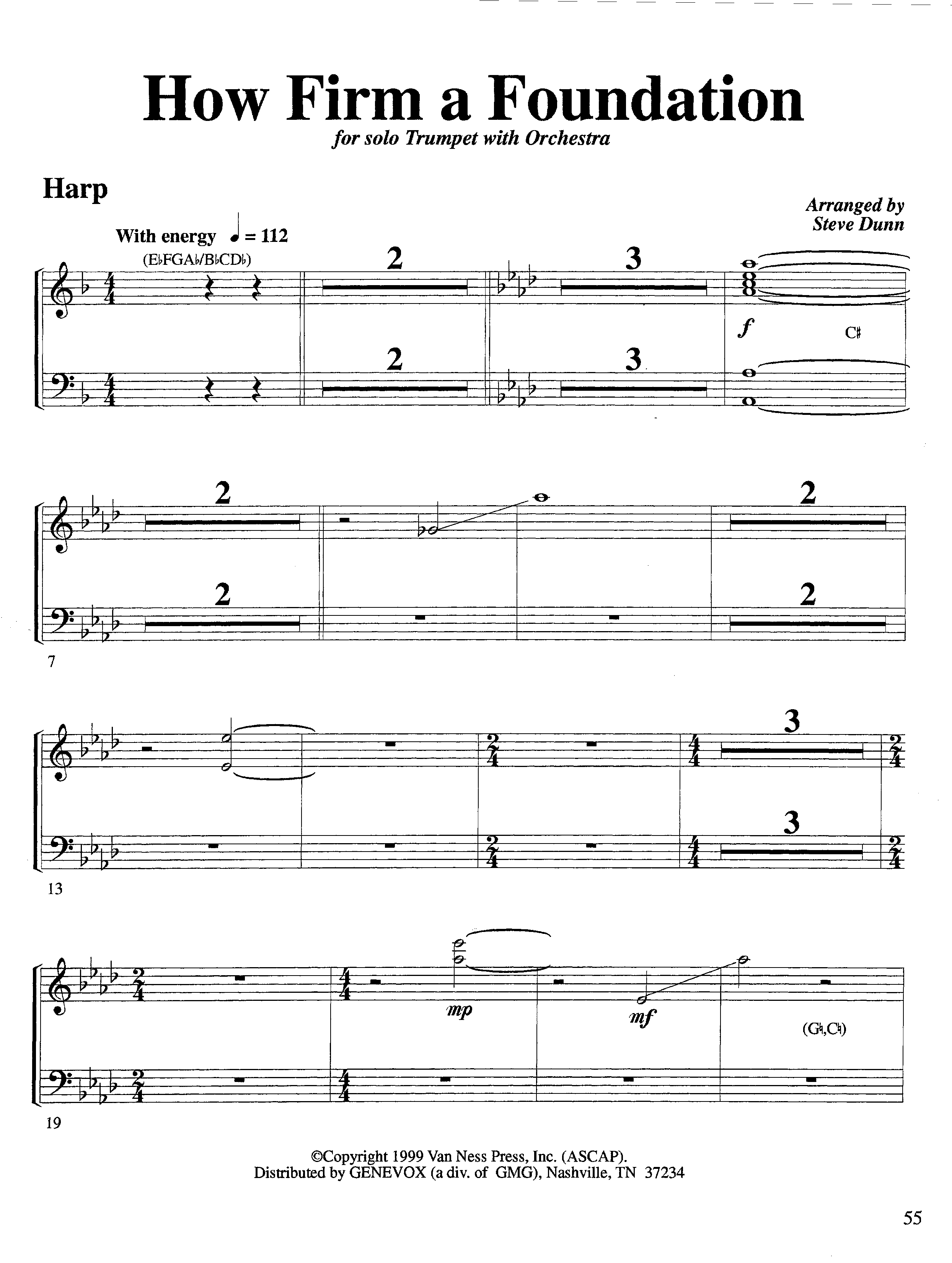 How Firm a Foundation (with Solo Trumpet) (Instrumental) Harp (Lifeway Worship / Arr. Steve Dunn)