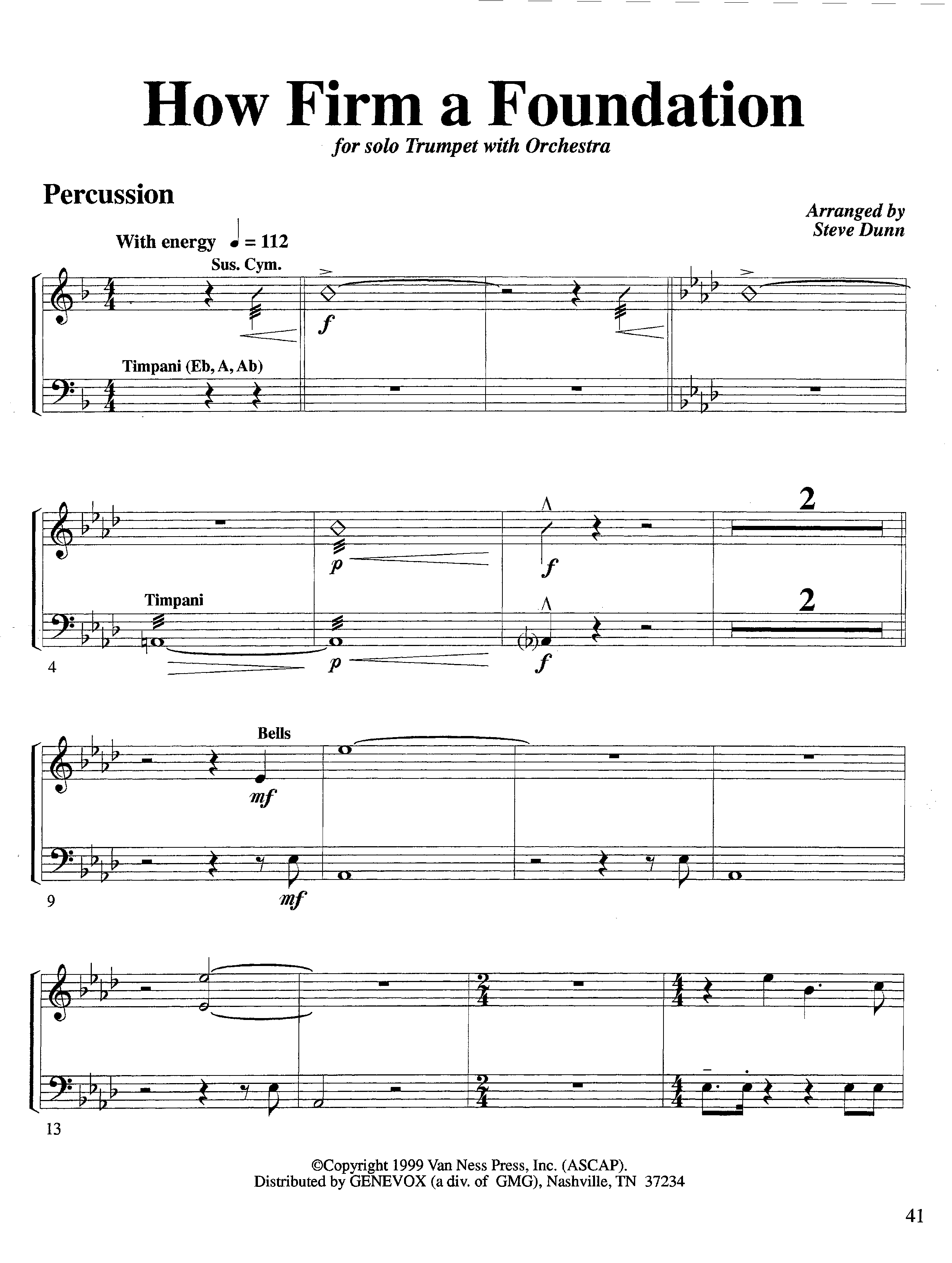 How Firm a Foundation (with Solo Trumpet) (Instrumental) Percussion (Lifeway Worship / Arr. Steve Dunn)