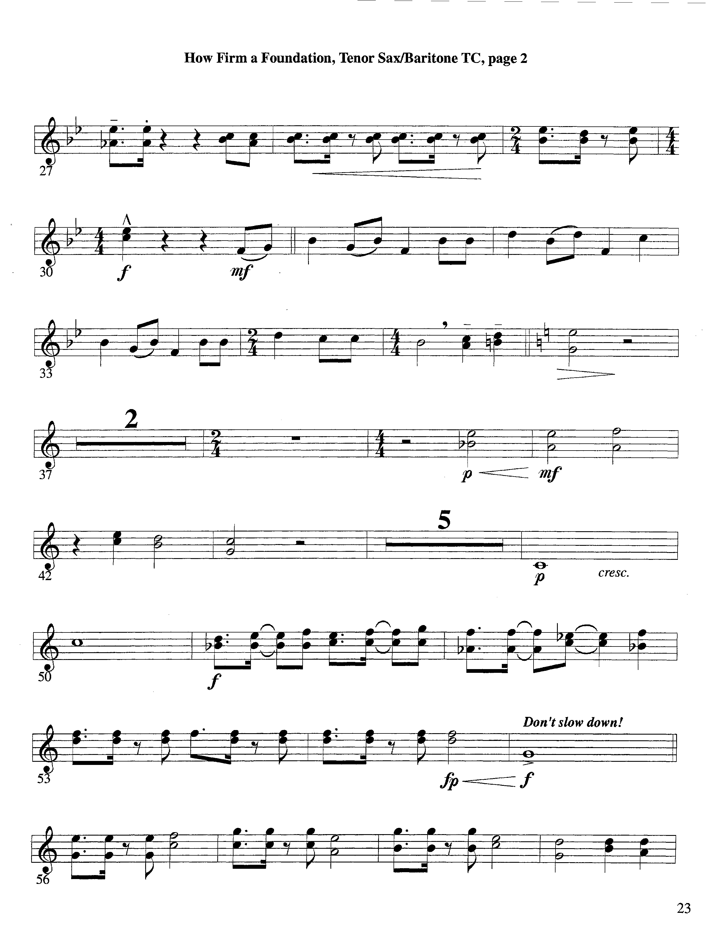 How Firm a Foundation (with Solo Trumpet) (Instrumental) Tenor Sax/Baritone T.C. (Lifeway Worship / Arr. Steve Dunn)