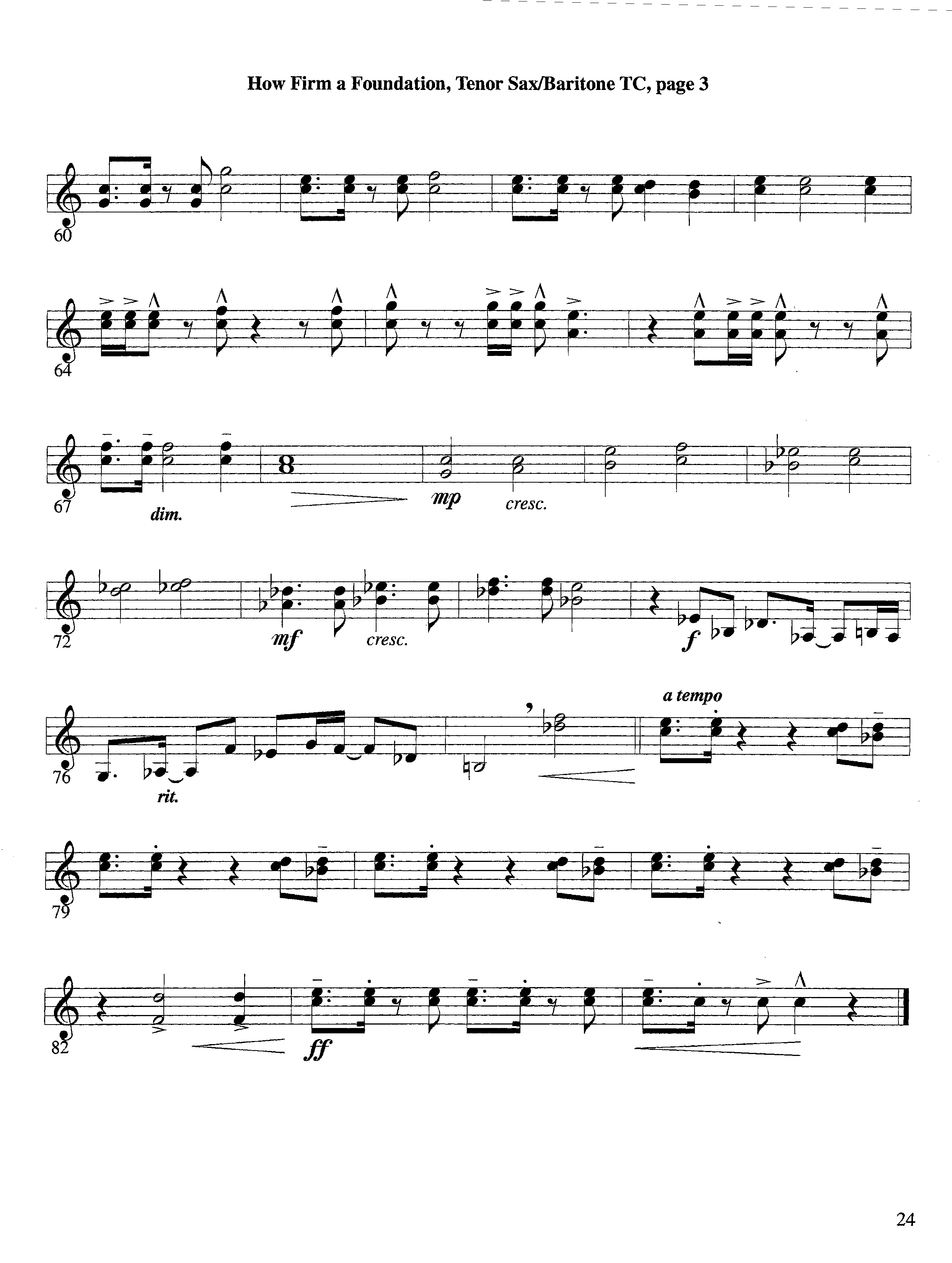 How Firm a Foundation (with Solo Trumpet) (Instrumental) Tenor Sax/Baritone T.C. (Lifeway Worship / Arr. Steve Dunn)