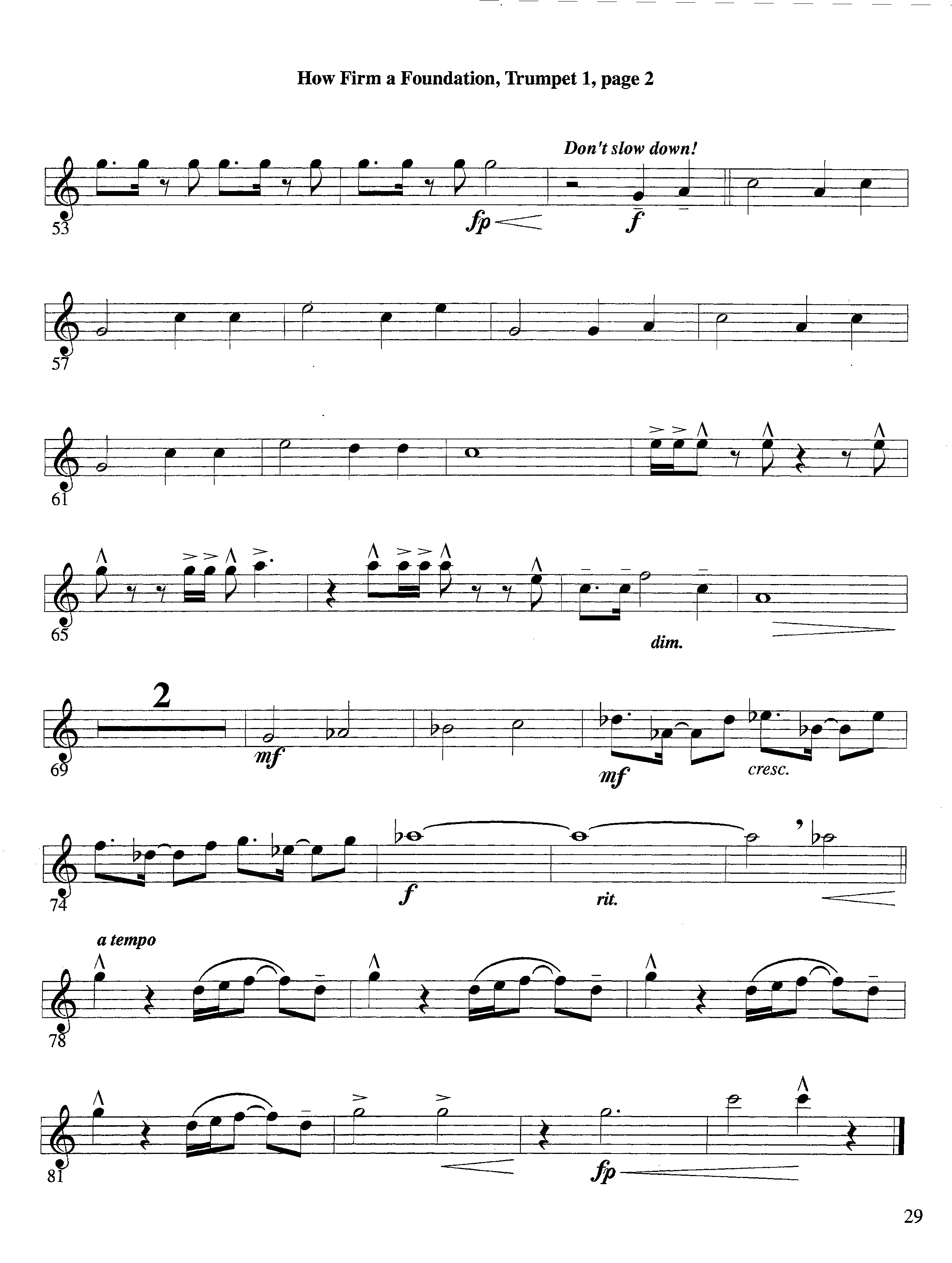 How Firm a Foundation (with Solo Trumpet) (Instrumental) Trumpet 1 (Lifeway Worship / Arr. Steve Dunn)