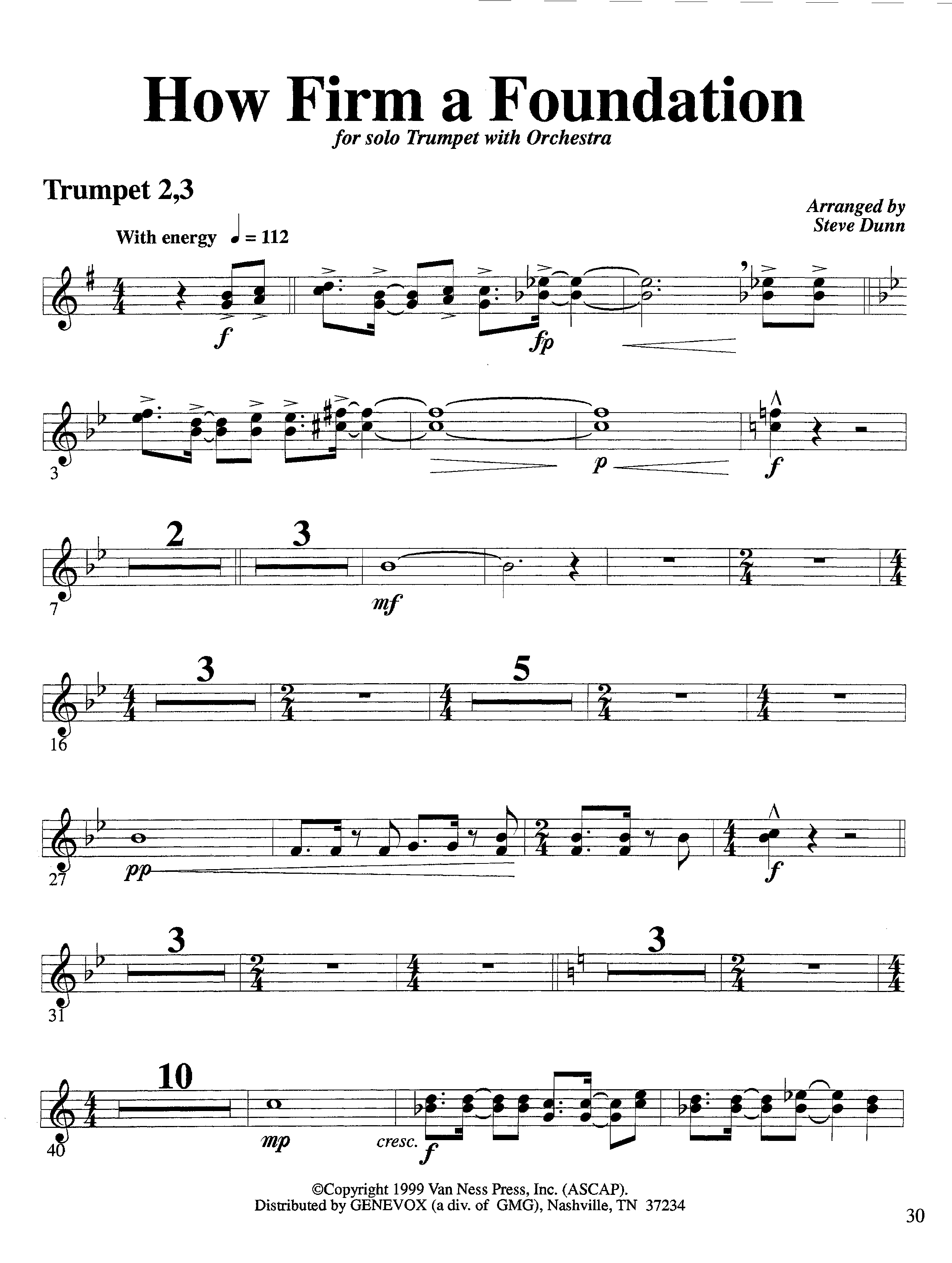 How Firm a Foundation (with Solo Trumpet) (Instrumental) Trumpet 2/3 (Lifeway Worship / Arr. Steve Dunn)