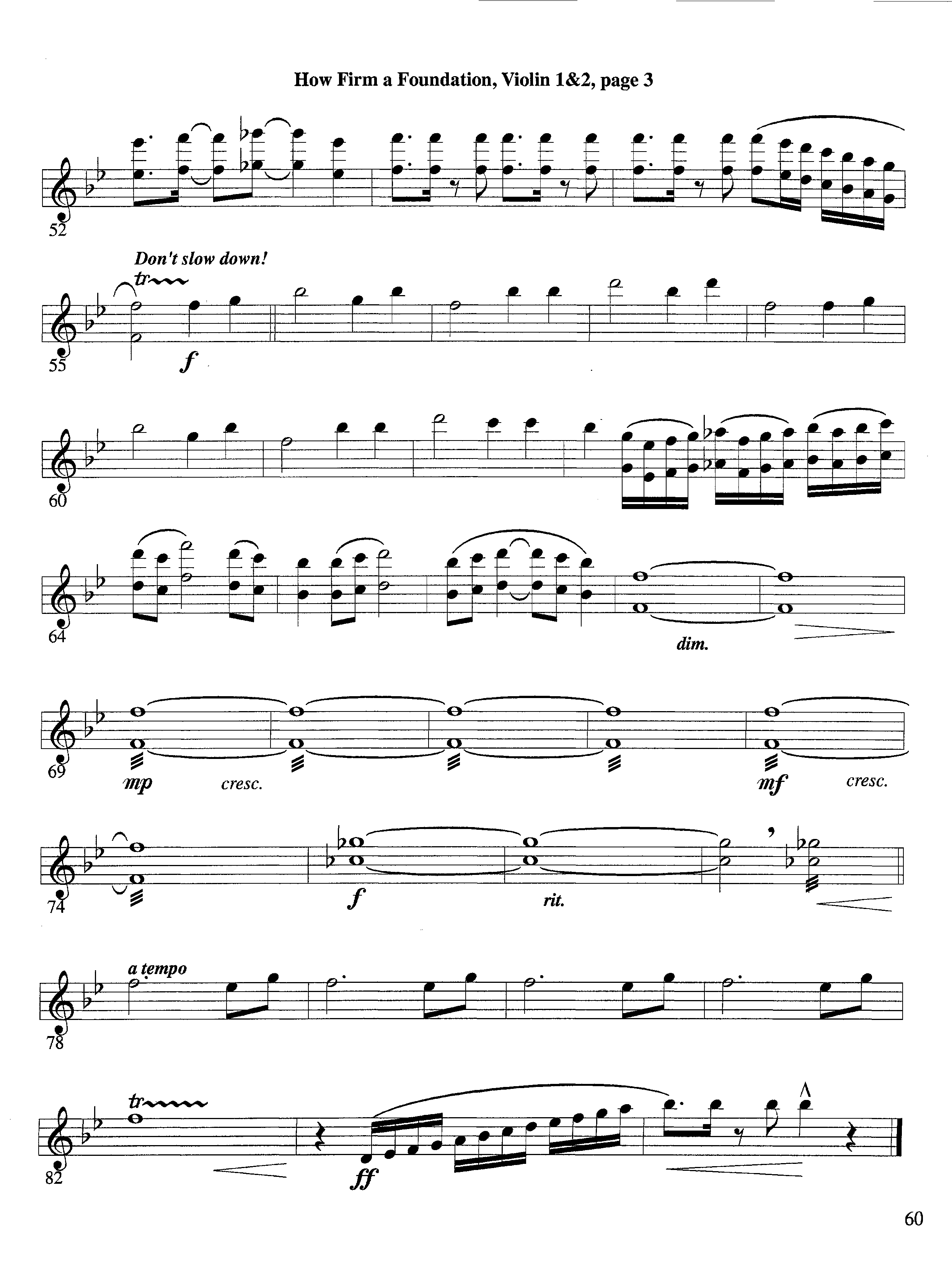 How Firm a Foundation (with Solo Trumpet) (Instrumental) Violin 1/2 (Lifeway Worship / Arr. Steve Dunn)