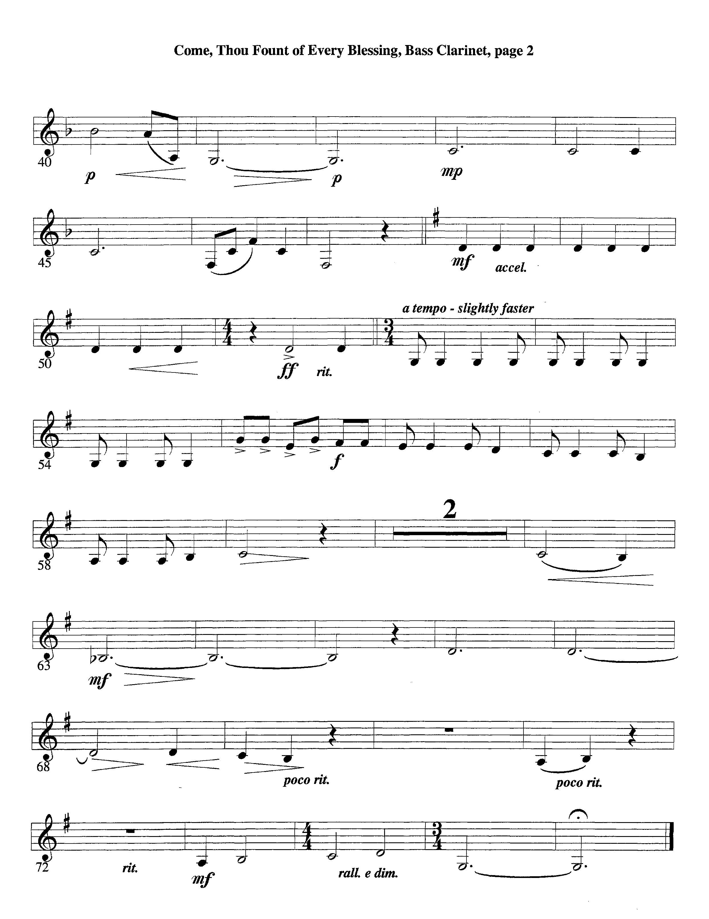 Come Thou Fount Of Every Blessing (with Solo Flute or Clarinet) (Instrumental) Bass Clarinet (Lifeway Worship / Arr. David Winkler)