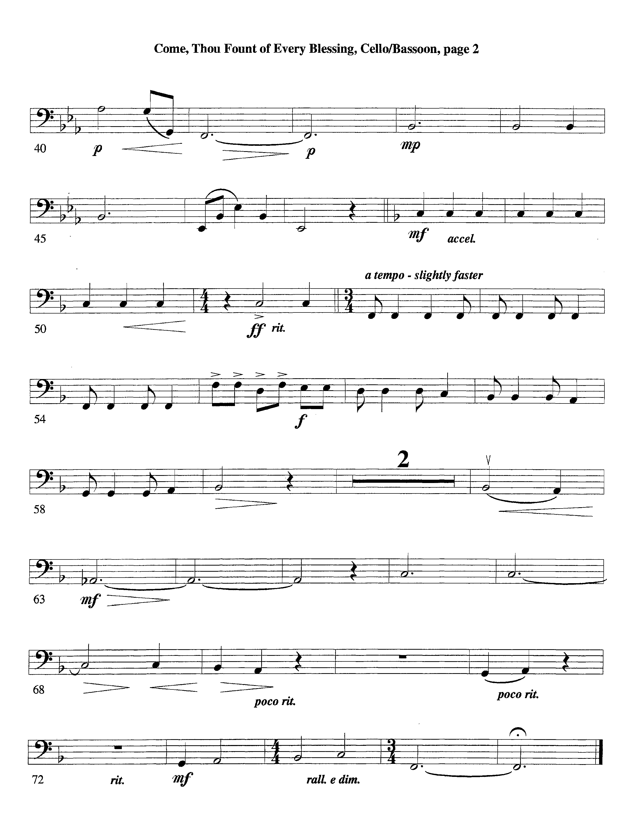 Come Thou Fount Of Every Blessing (with Solo Flute or Clarinet) (Instrumental) Cello (Lifeway Worship / Arr. David Winkler)