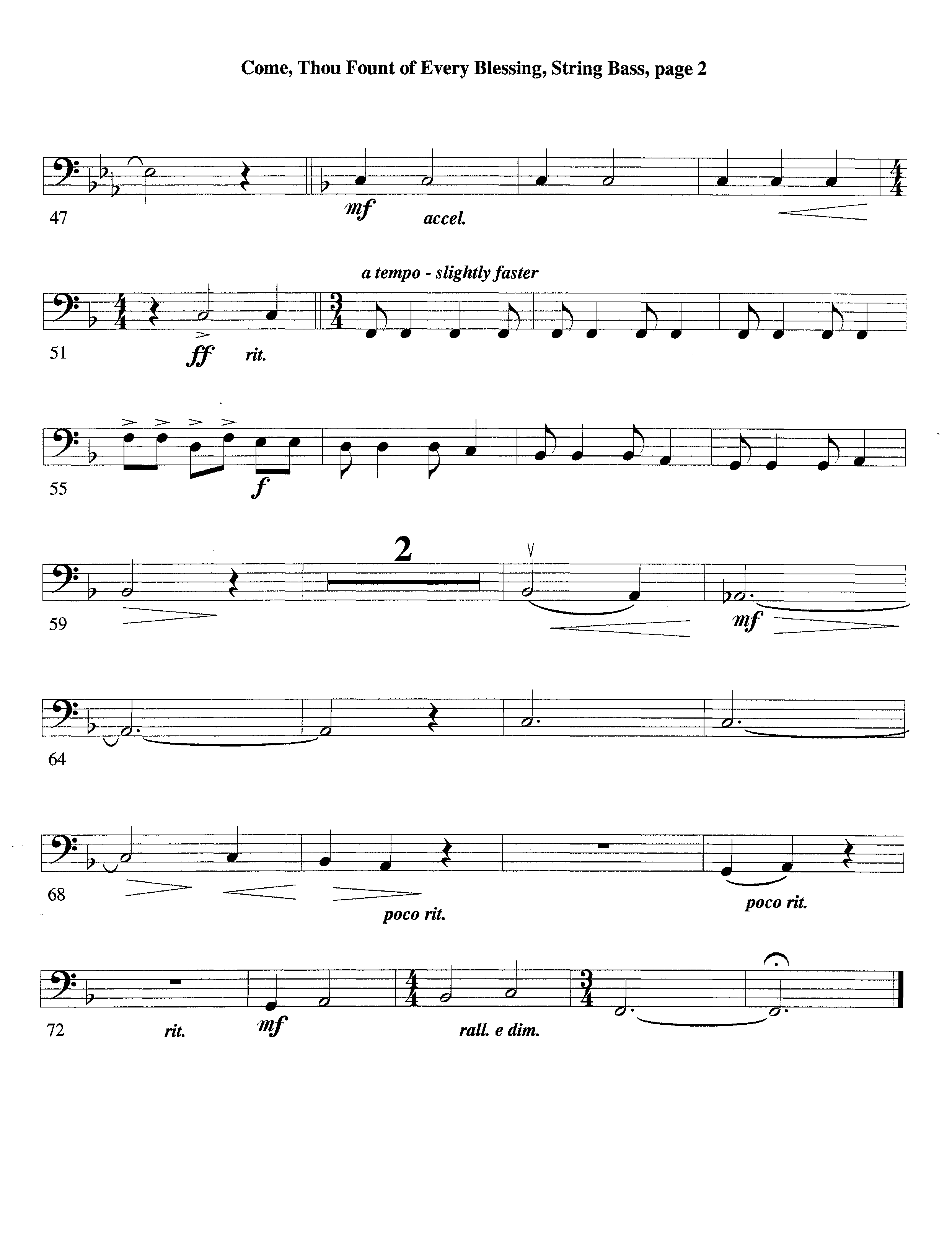 Come Thou Fount Of Every Blessing (with Solo Flute or Clarinet) (Instrumental) Double Bass (Lifeway Worship / Arr. David Winkler)