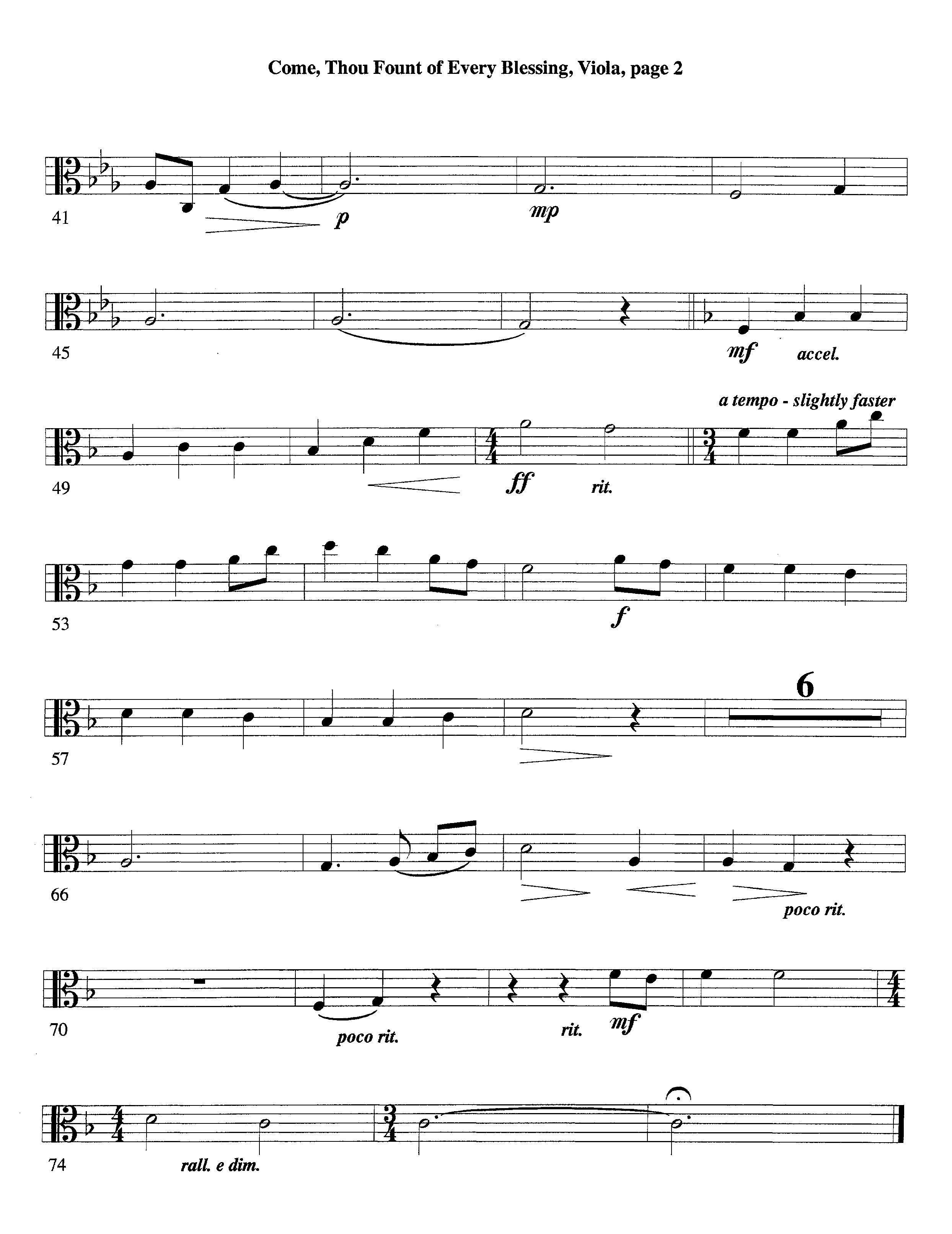 Come Thou Fount Of Every Blessing (with Solo Flute or Clarinet) (Instrumental) Viola (Lifeway Worship / Arr. David Winkler)
