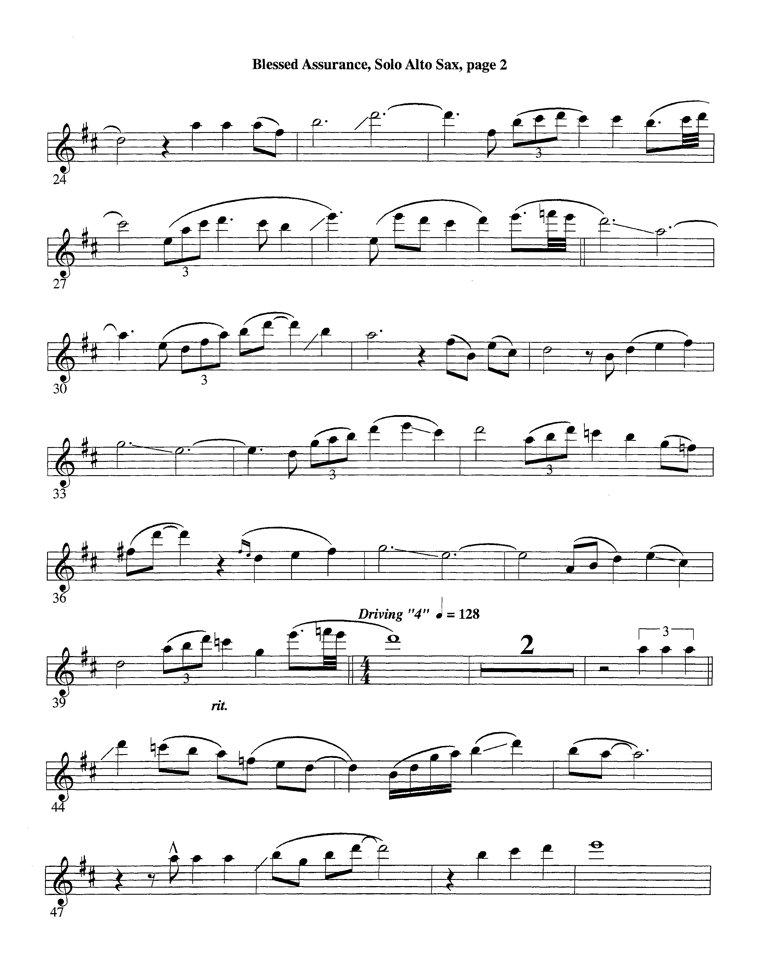 Blessed Assurance (with Solo Alto Sax) (Instrumental) Alto Sax (Lifeway Worship / Arr. Ed Dickinson)