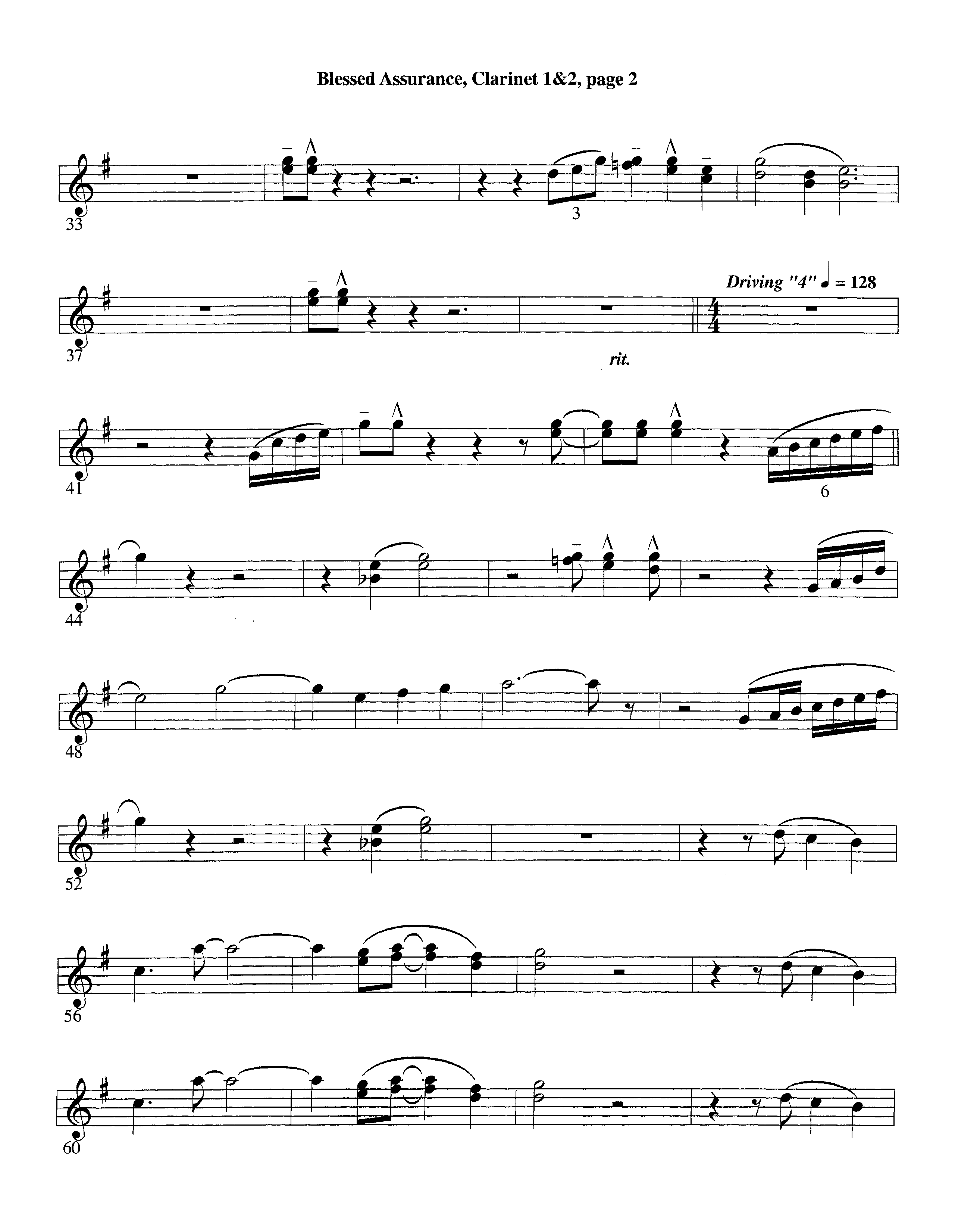 Blessed Assurance (with Solo Alto Sax) (Instrumental) Clarinet 1/2 (Lifeway Worship / Arr. Ed Dickinson)