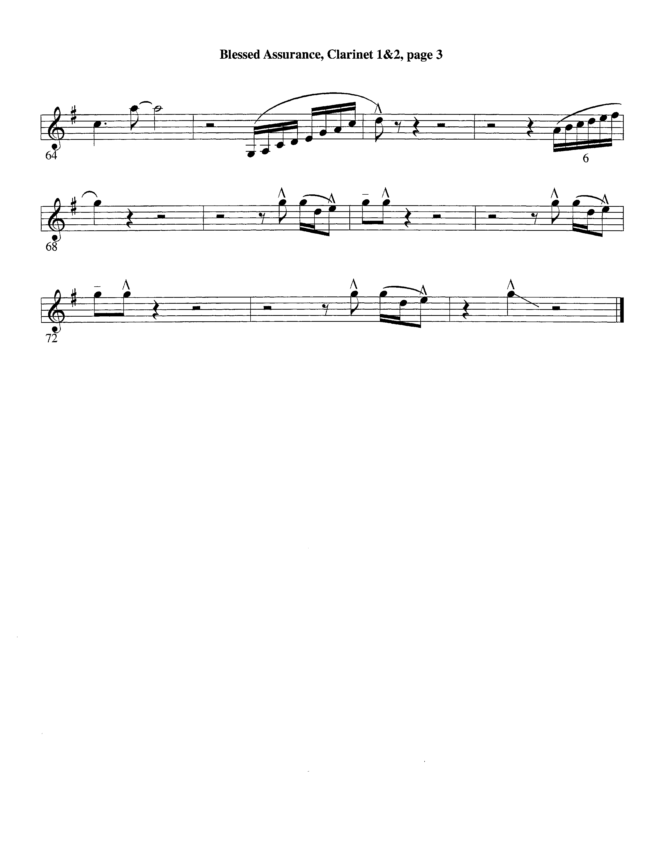 Blessed Assurance (with Solo Alto Sax) (Instrumental) Clarinet 1/2 (Lifeway Worship / Arr. Ed Dickinson)