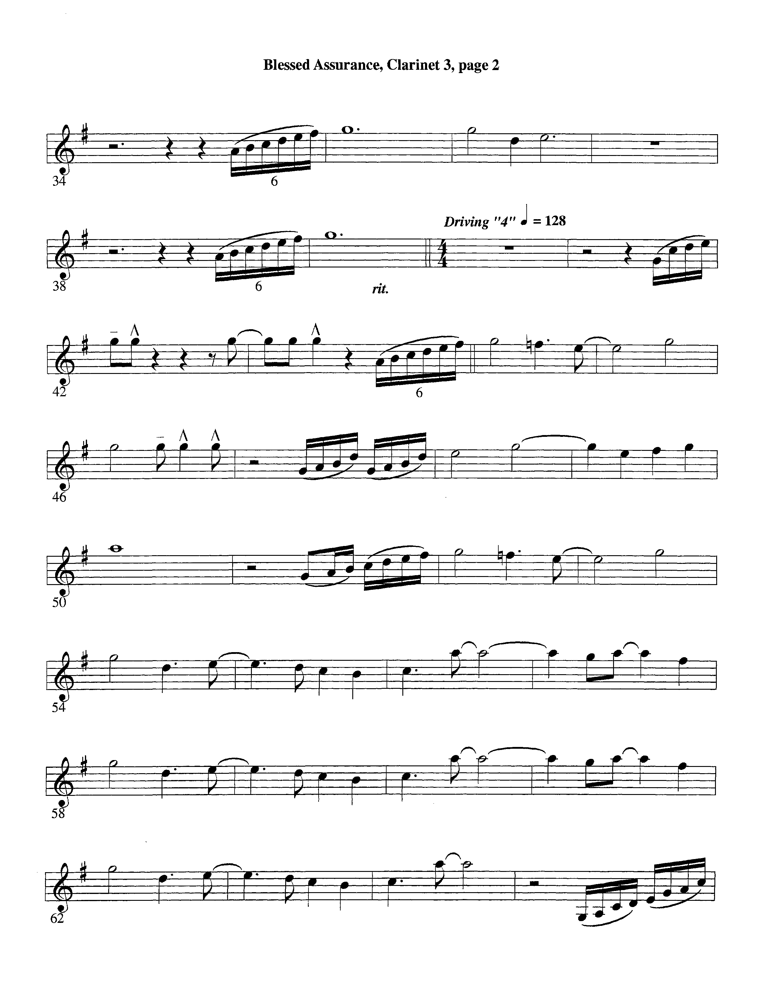 Blessed Assurance (with Solo Alto Sax) (Instrumental) Clarinet 3 (Lifeway Worship / Arr. Ed Dickinson)