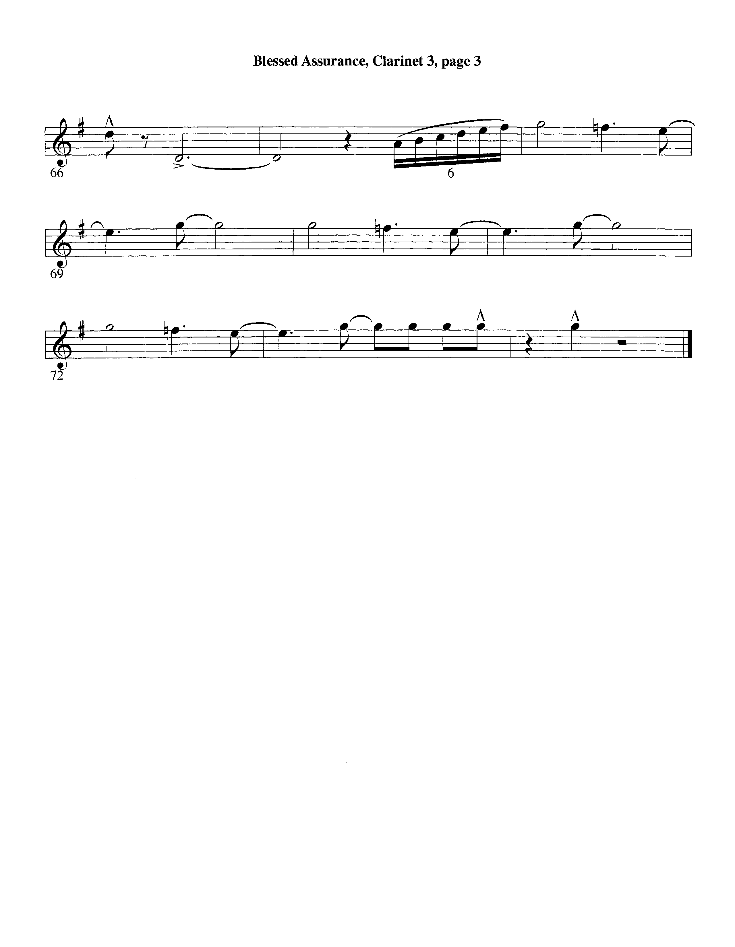 Blessed Assurance (with Solo Alto Sax) (Instrumental) Clarinet 3 (Lifeway Worship / Arr. Ed Dickinson)