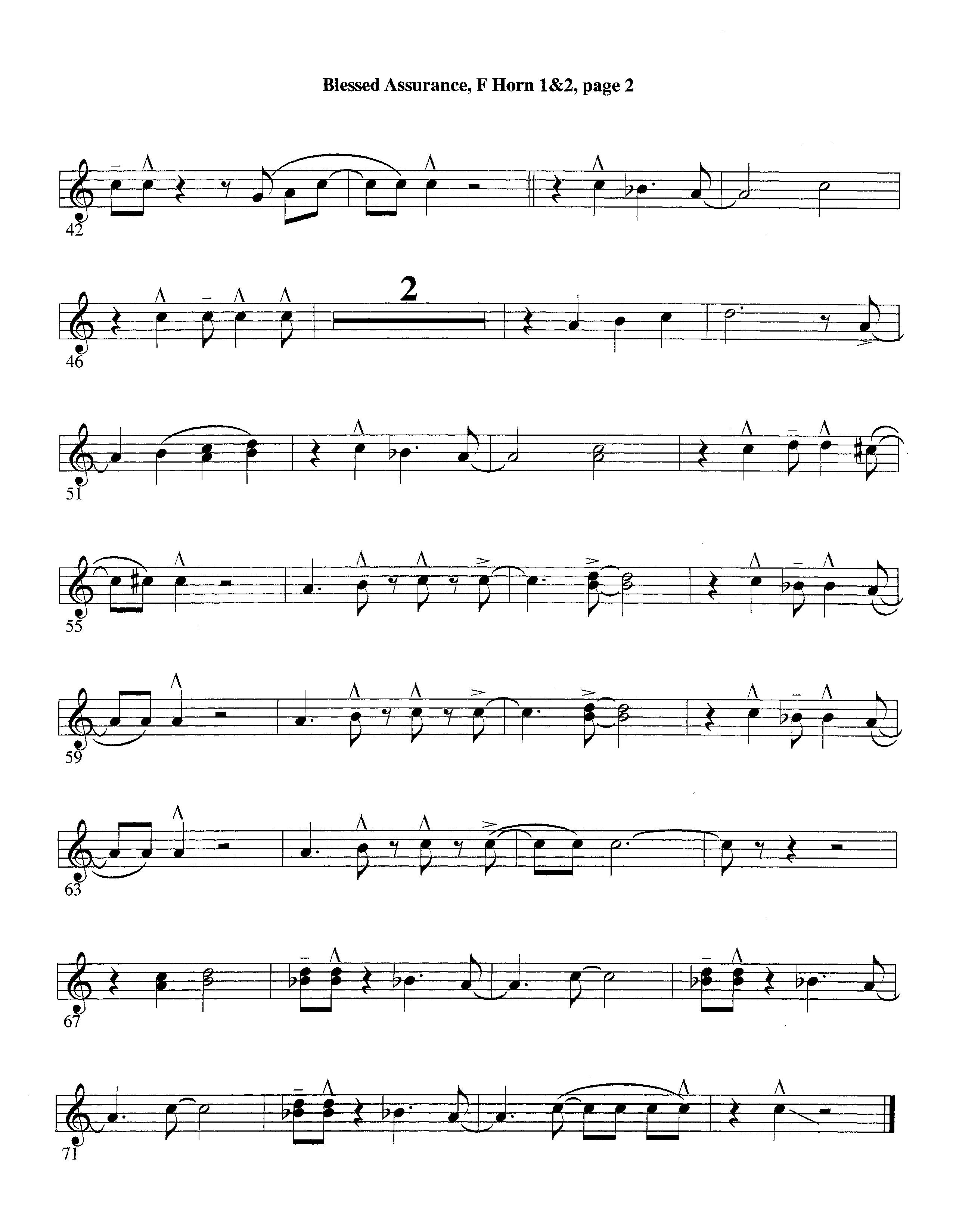 Blessed Assurance (with Solo Alto Sax) (Instrumental) French Horn 1/2 (Lifeway Worship / Arr. Ed Dickinson)