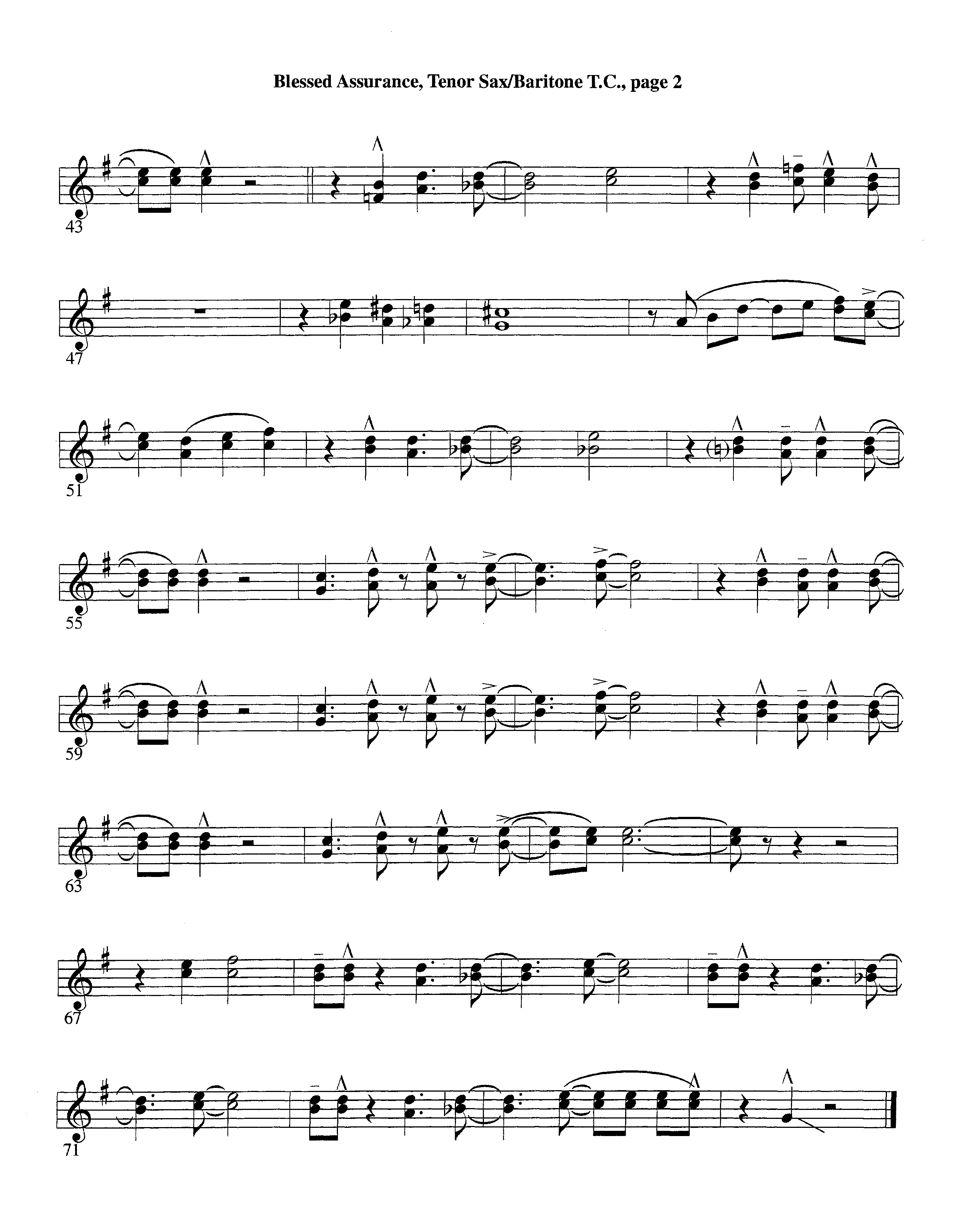 Blessed Assurance (with Solo Alto Sax) (Instrumental) Tenor Sax/Baritone T.C. (Lifeway Worship / Arr. Ed Dickinson)