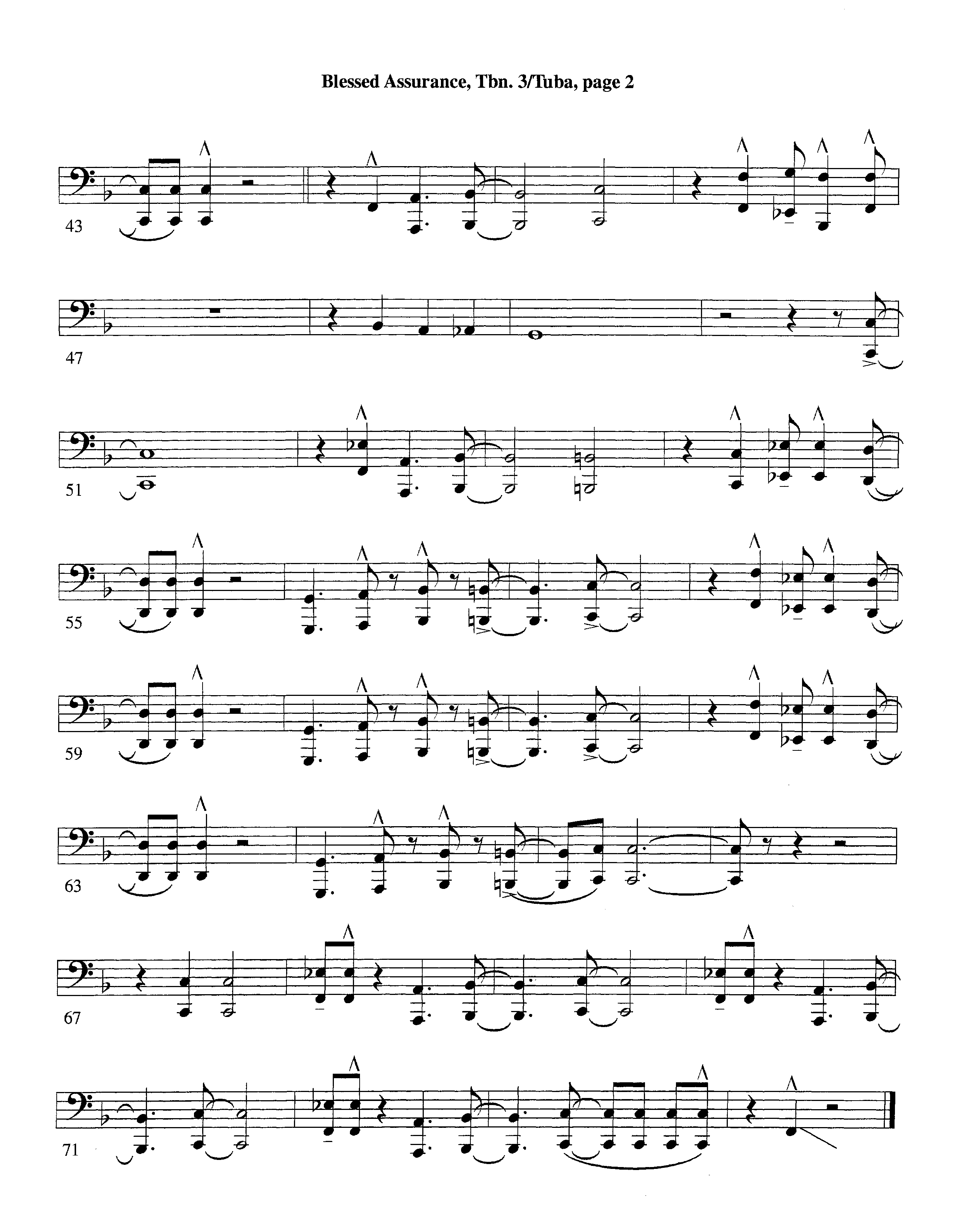 Blessed Assurance (with Solo Alto Sax) (Instrumental) Trombone 3/Tuba (Lifeway Worship / Arr. Ed Dickinson)