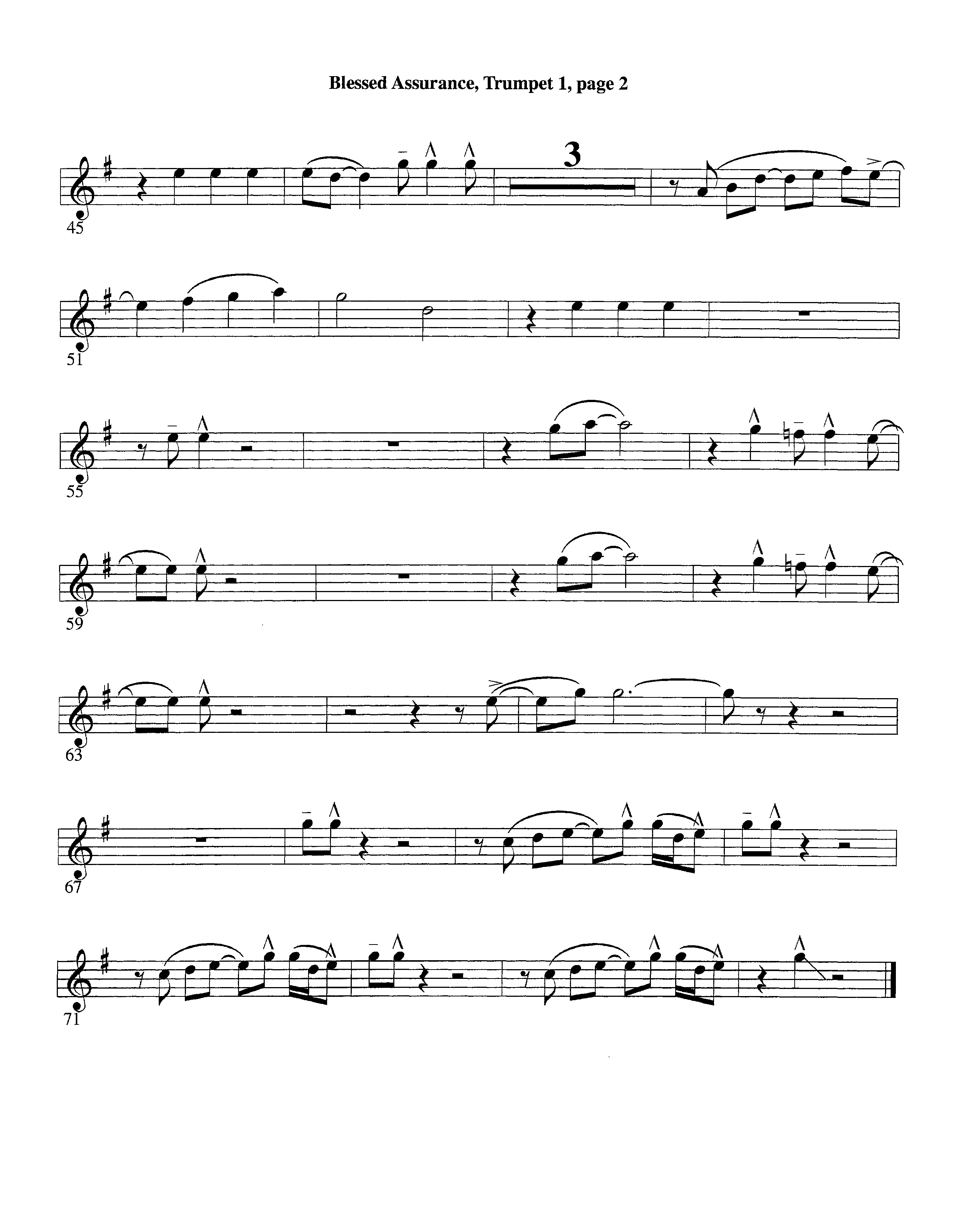 Blessed Assurance (with Solo Alto Sax) (Instrumental) Trumpet 1 (Lifeway Worship / Arr. Ed Dickinson)